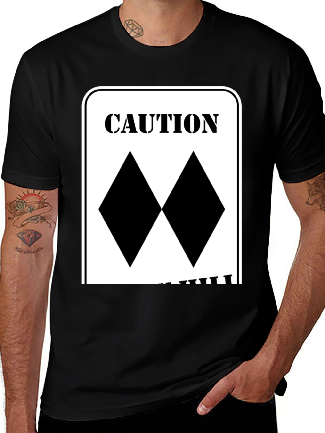 Variant 27 of Caution Double Black Diamond Skiing T-Shirt