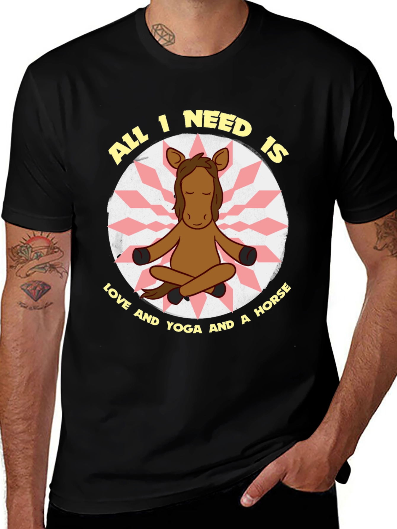 Variant 29 of Yoga Horse T-Shirt: All I Need Is Love