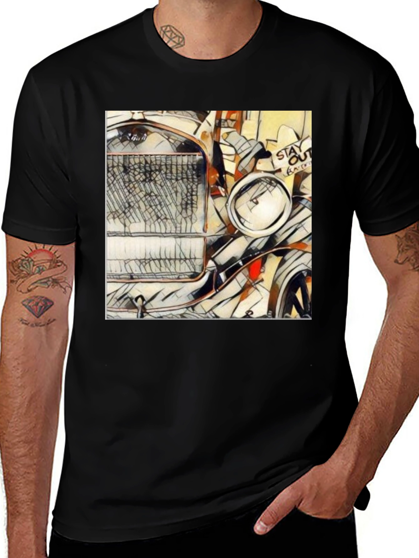 Variant 25 of Abstract Auto Art Tee - Classic Car Design