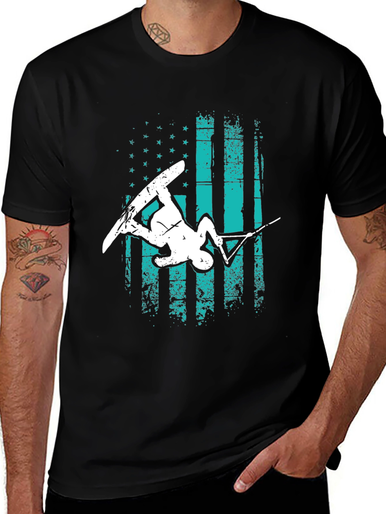 Wakeboard USA Flag Graphic T-Shirt