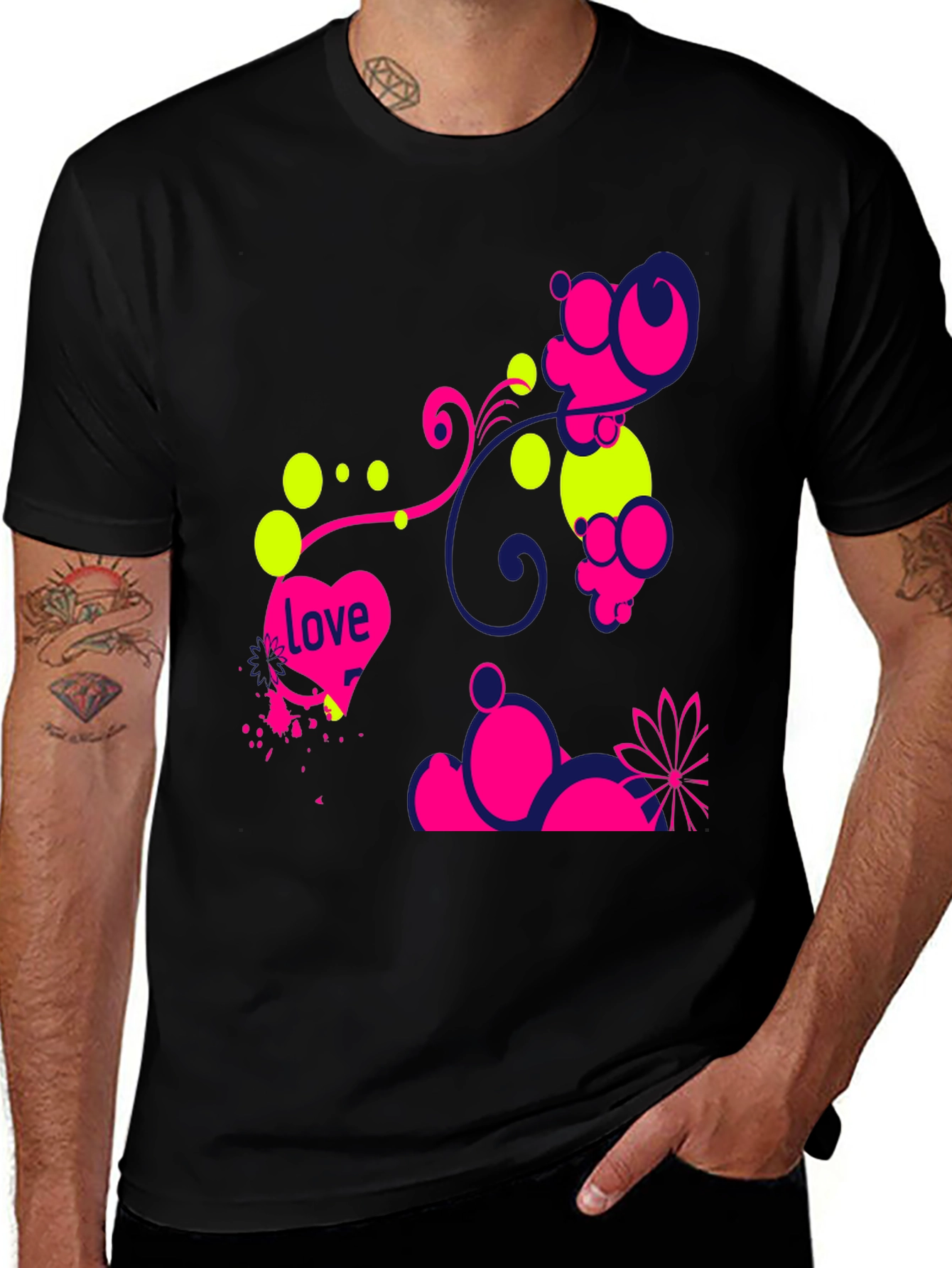 Variant 22 of Funky Love Design Black T-Shirt