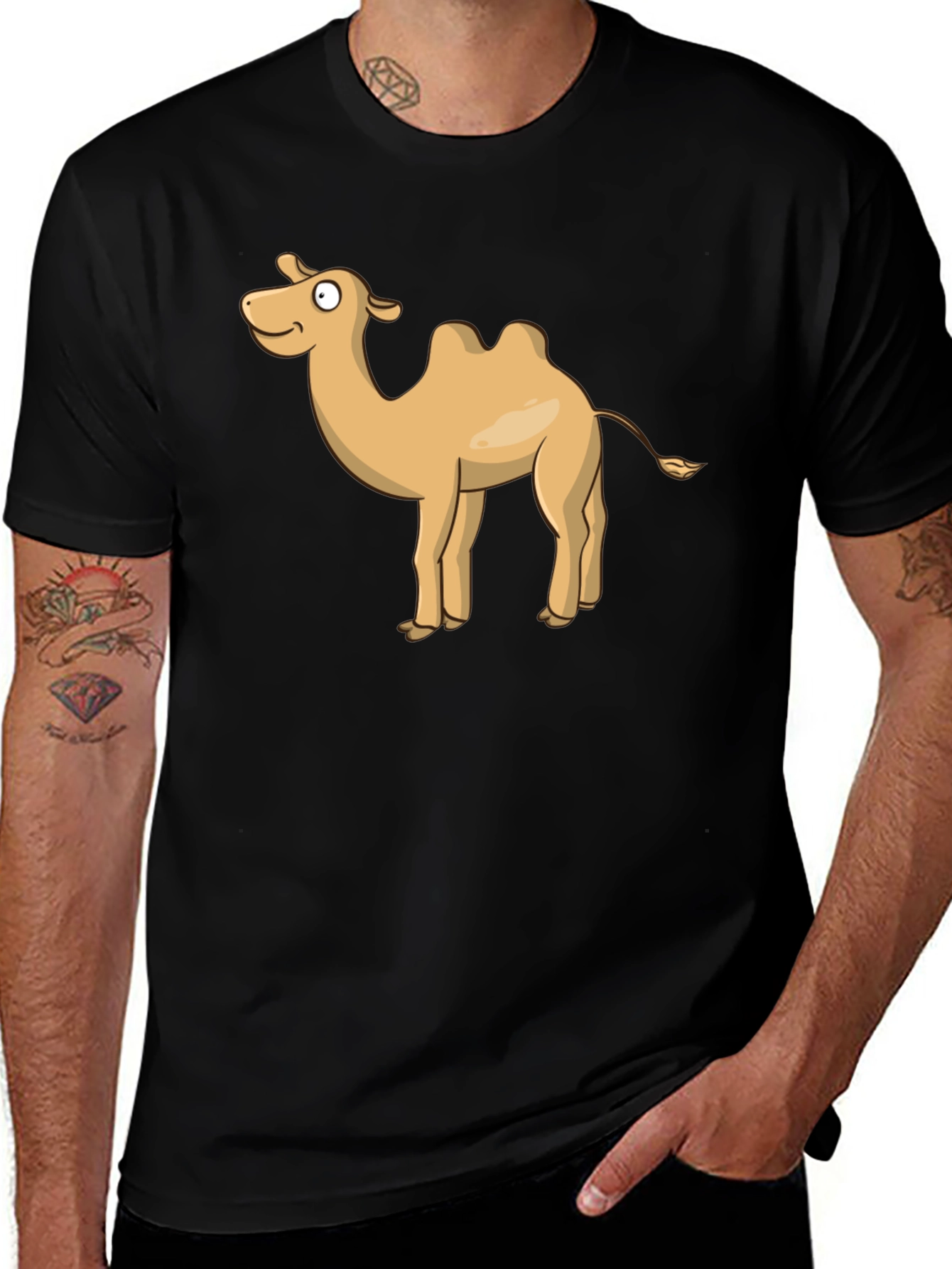 Variant 13 of Funny Camel Cartoon Black T-Shirt