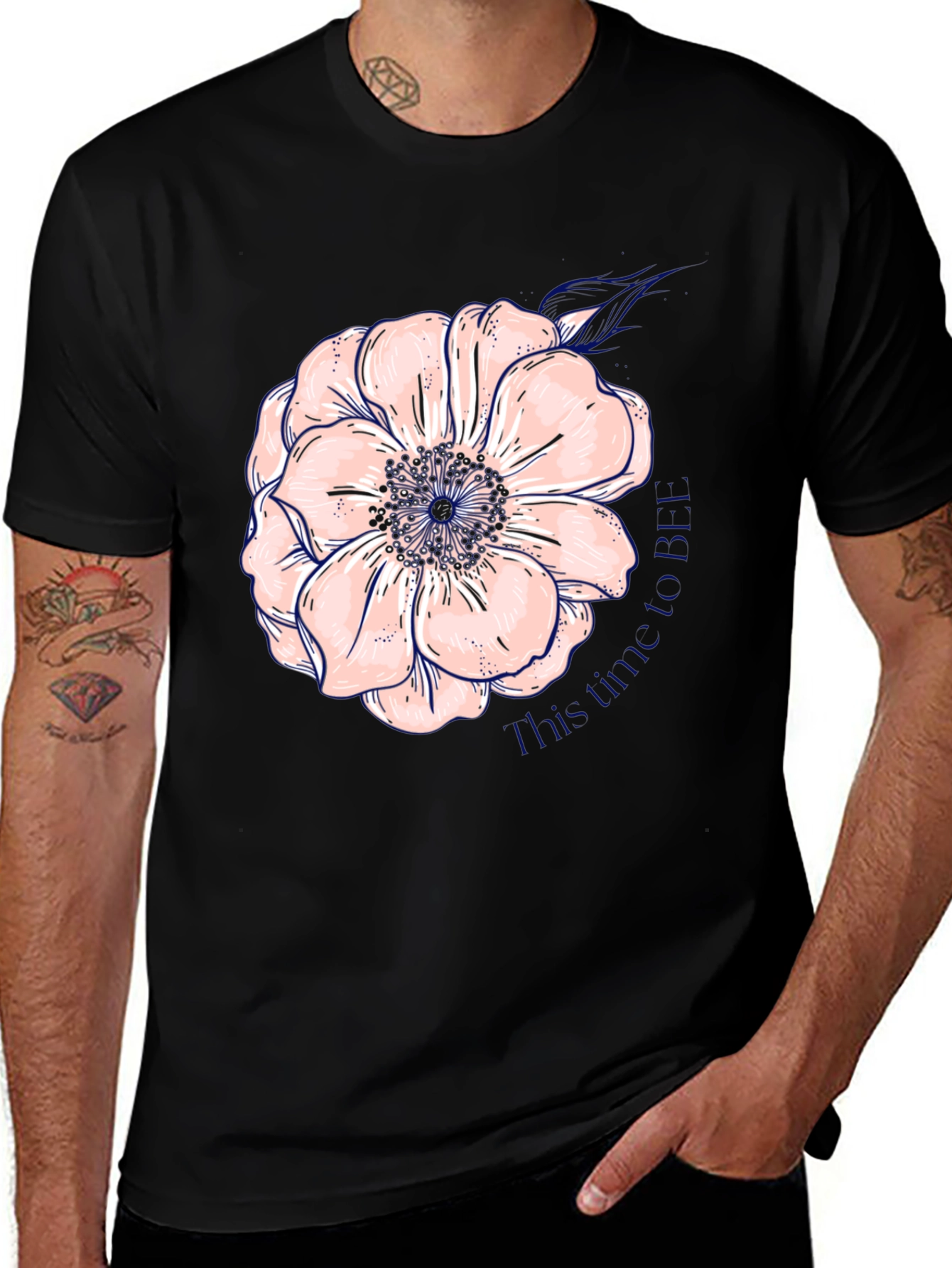 Variant 5 of Floral Graphic Black T-Shirt