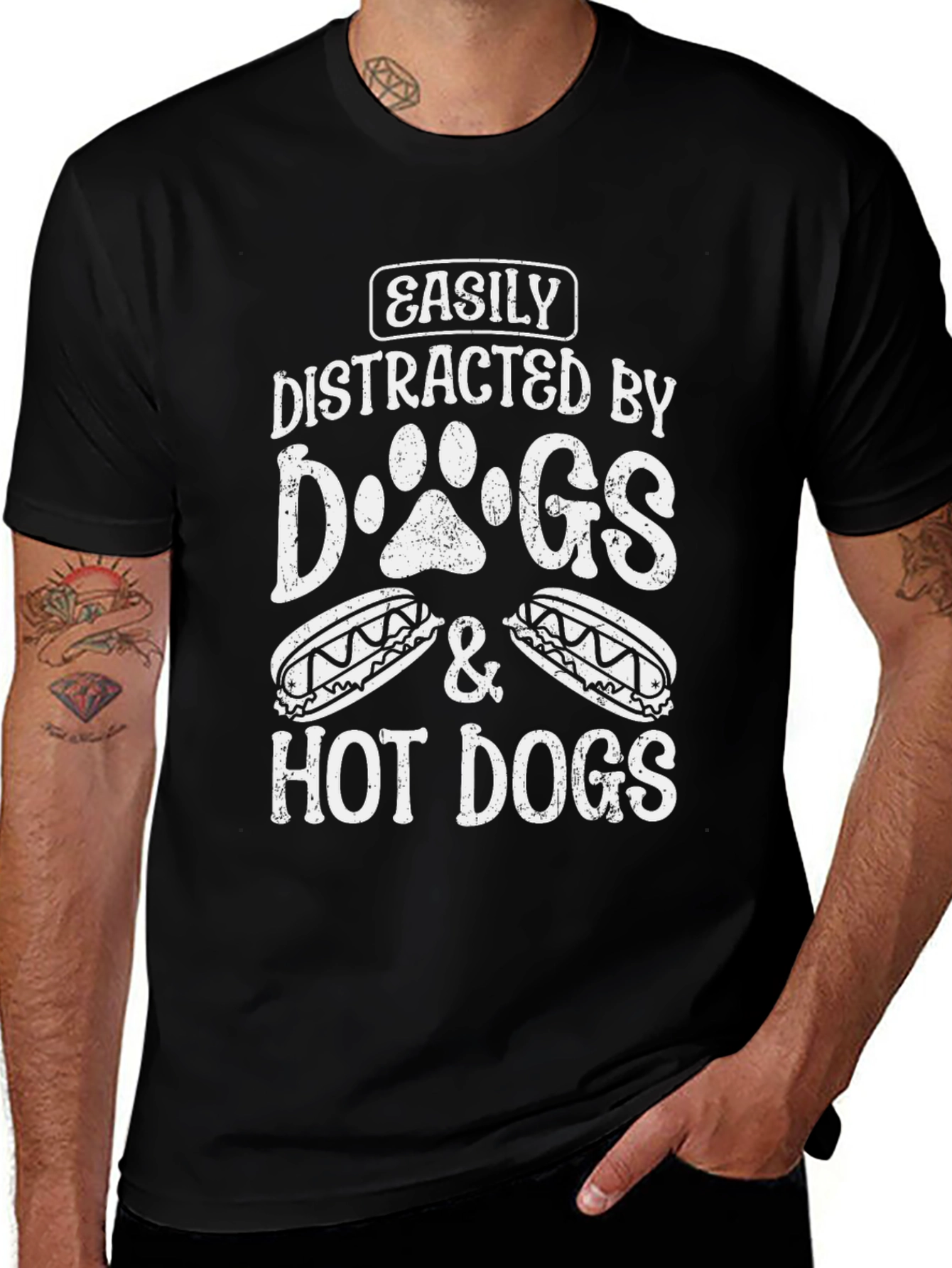 Easily Distracted by Dogs & Hot Dogs T-Shirt