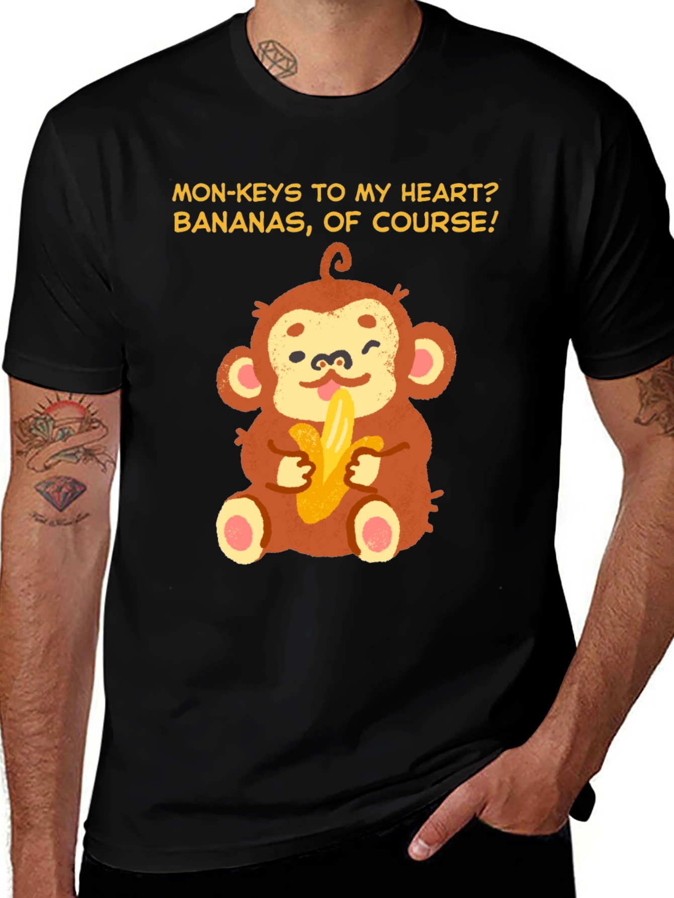 Variant 28 of Monkey Bananas Heart T-Shirt - Funny Graphic Tee