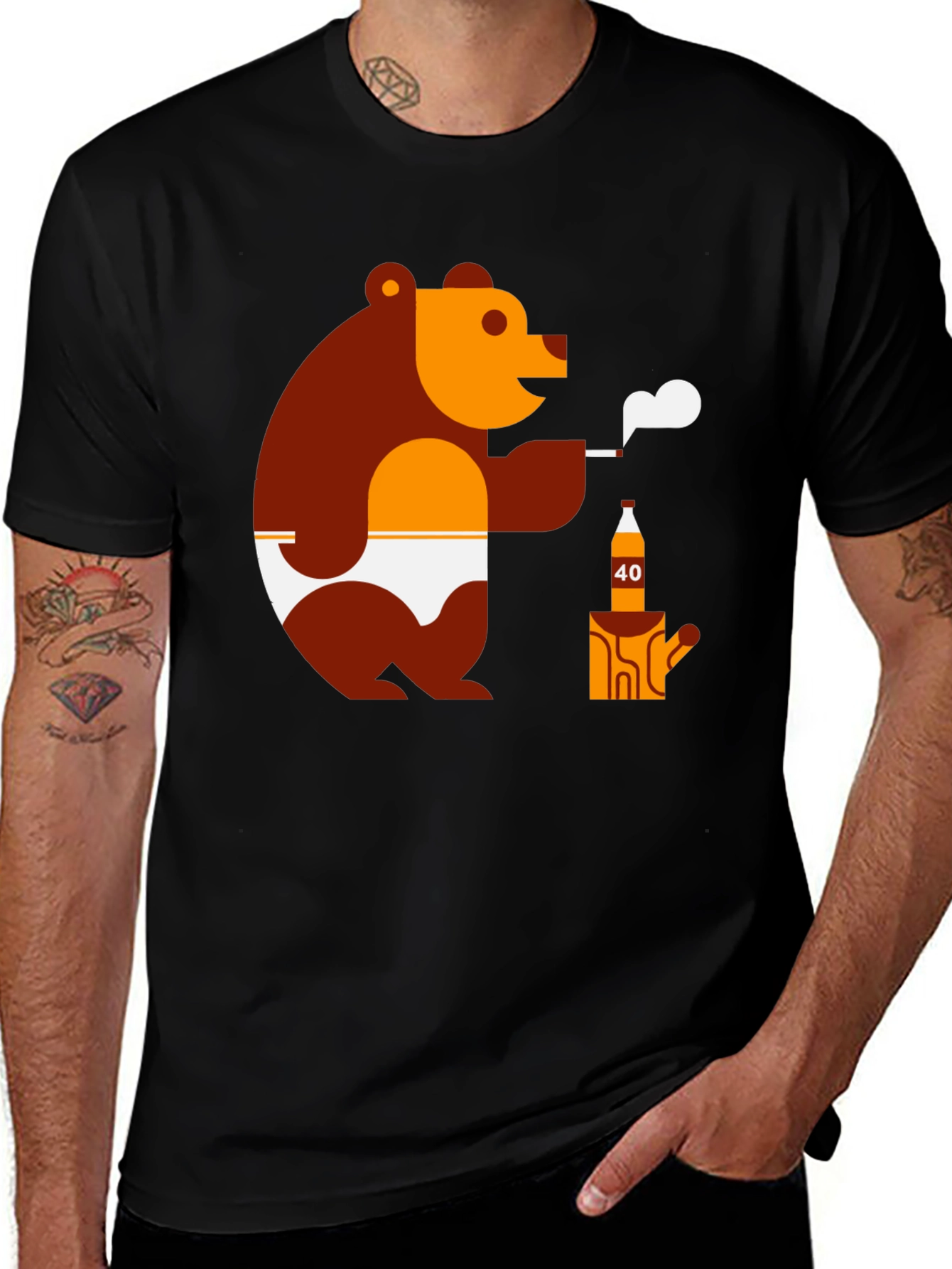 Variant 27 of Cool Bear T-Shirt - Smoking with Attitude