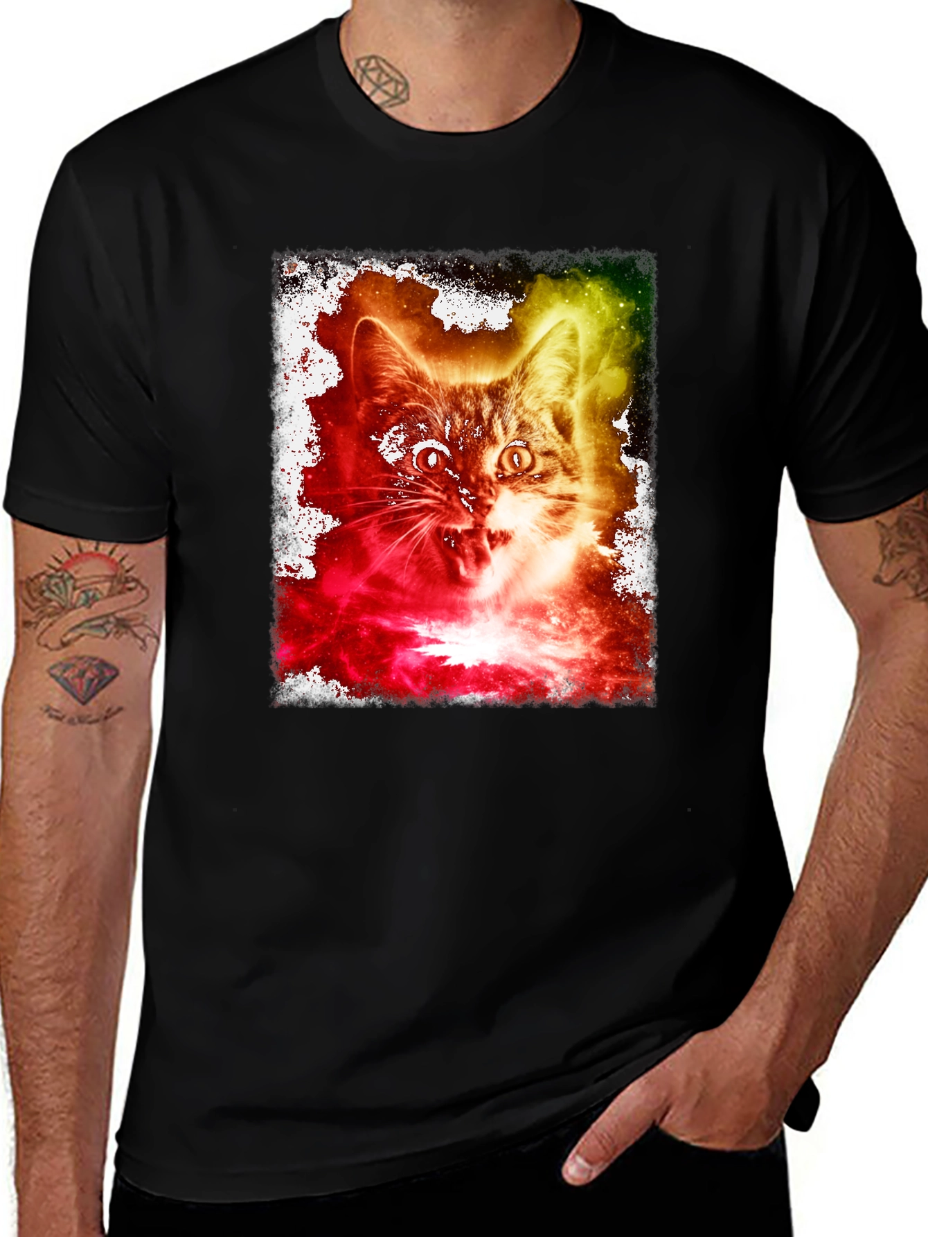 Variant 18 of Cosmic Cat Graphic Tee - Black T-Shirt