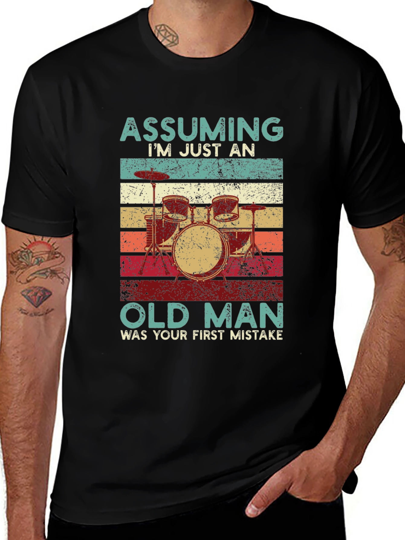 Assuming Old Man Drummer T-Shirt