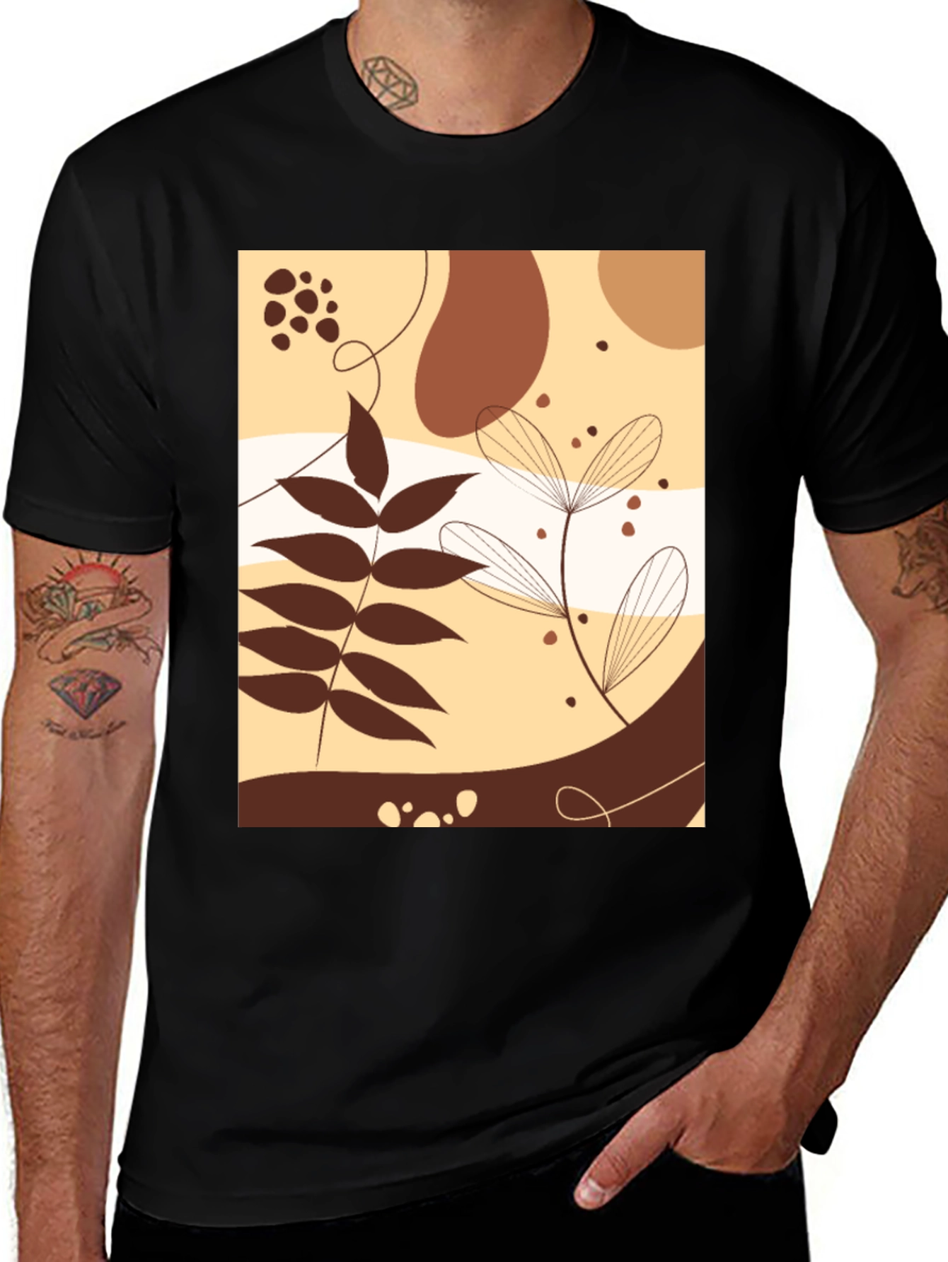 Variant 7 of Abstract Botanical Graphic Black T-Shirt