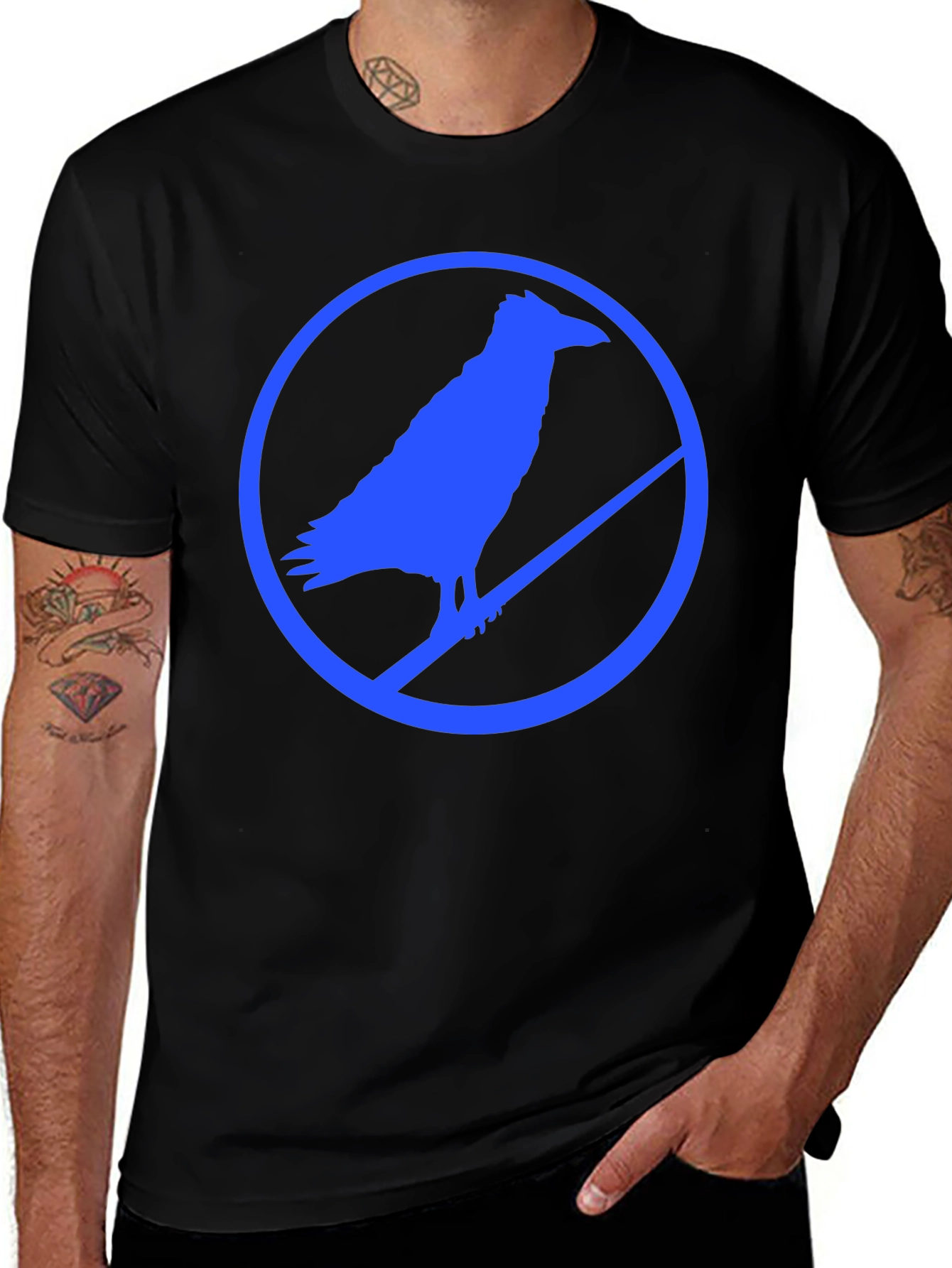 Variant 2 of Raven Silhouette Graphic Tee - Men's Black T-Shirt