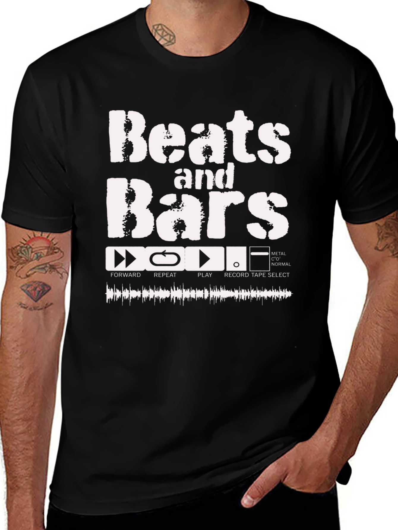Variant 12 of Beats and Bars Music Tee - Retro Cassette Player Design