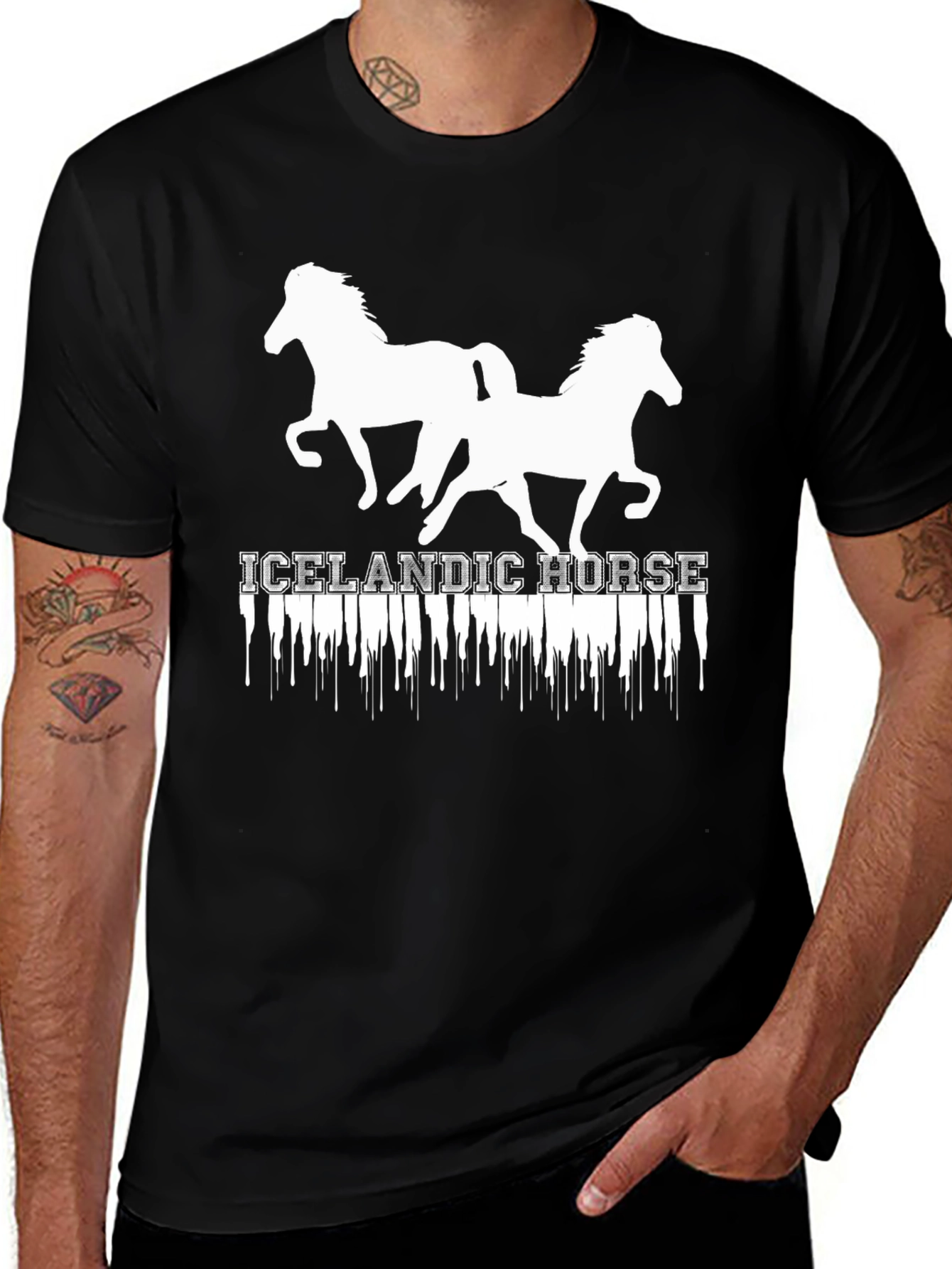 Icelandic Horse Graphic Tee - Unisex Black T-Shirt