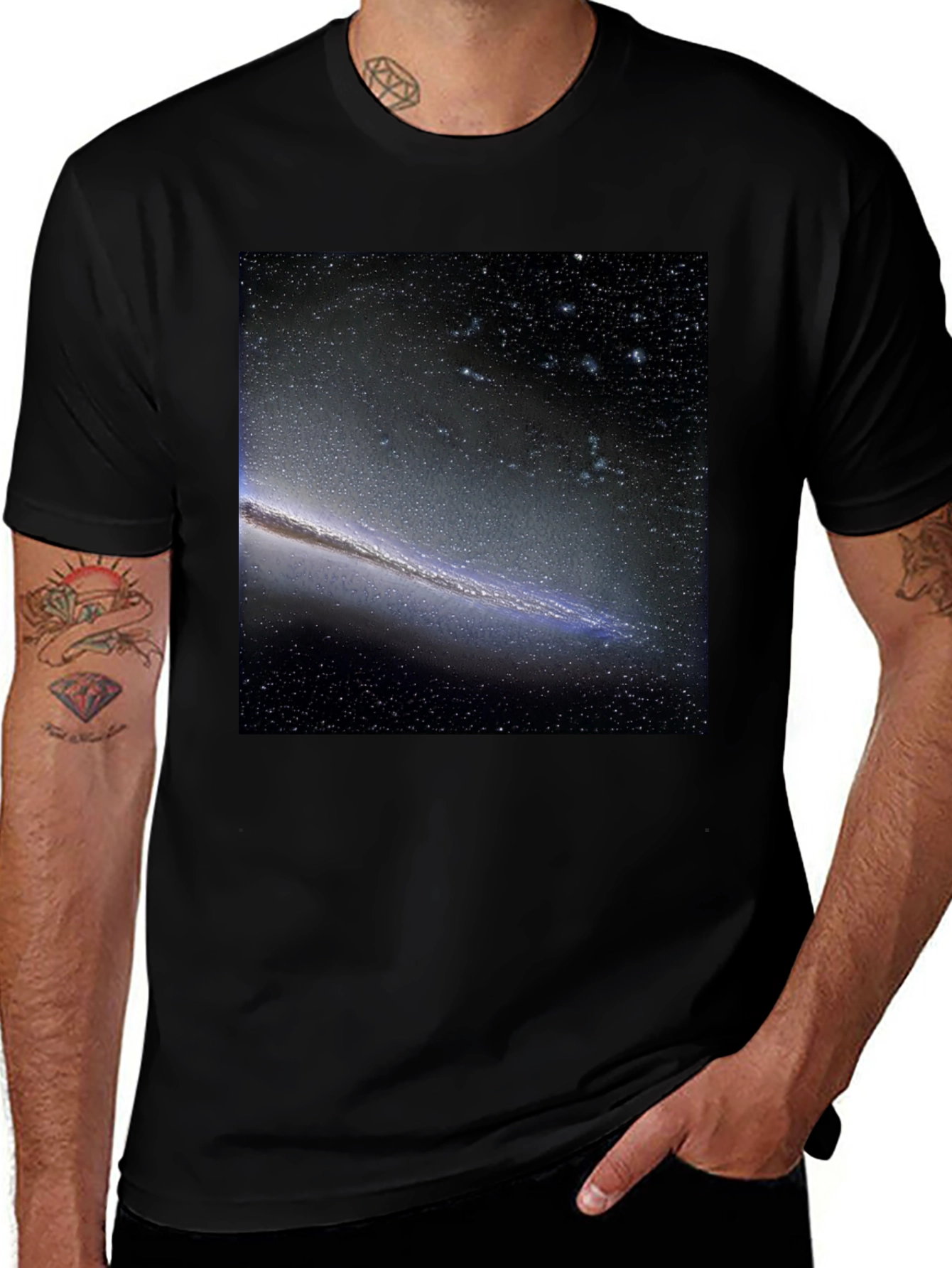 Variant 25 of Galaxy Print Black T-Shirt - Cosmic Style