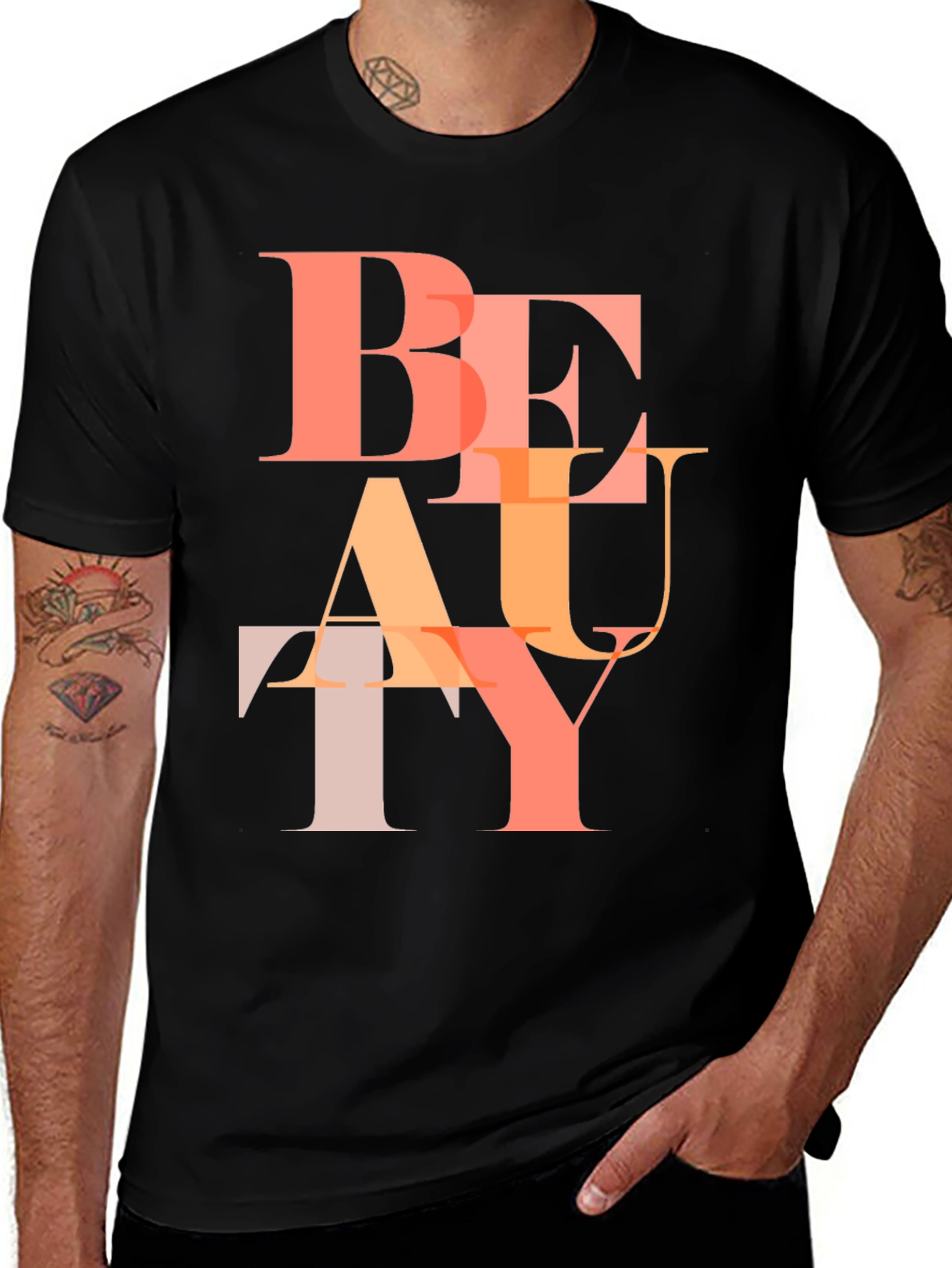 Variant 5 of Stylish Beauty Graphic Print Black T-Shirt