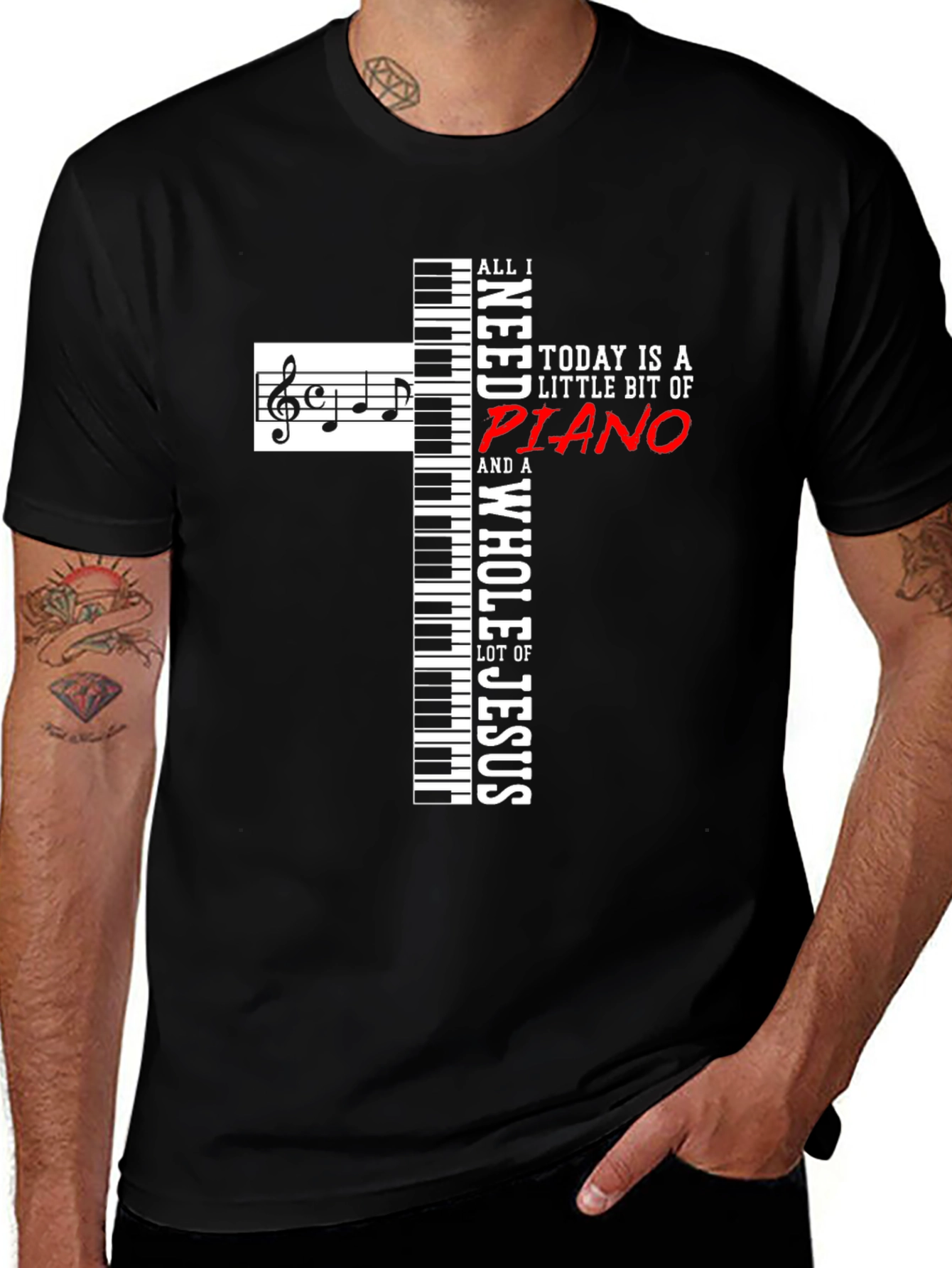 Piano & Jesus Graphic T-Shirt