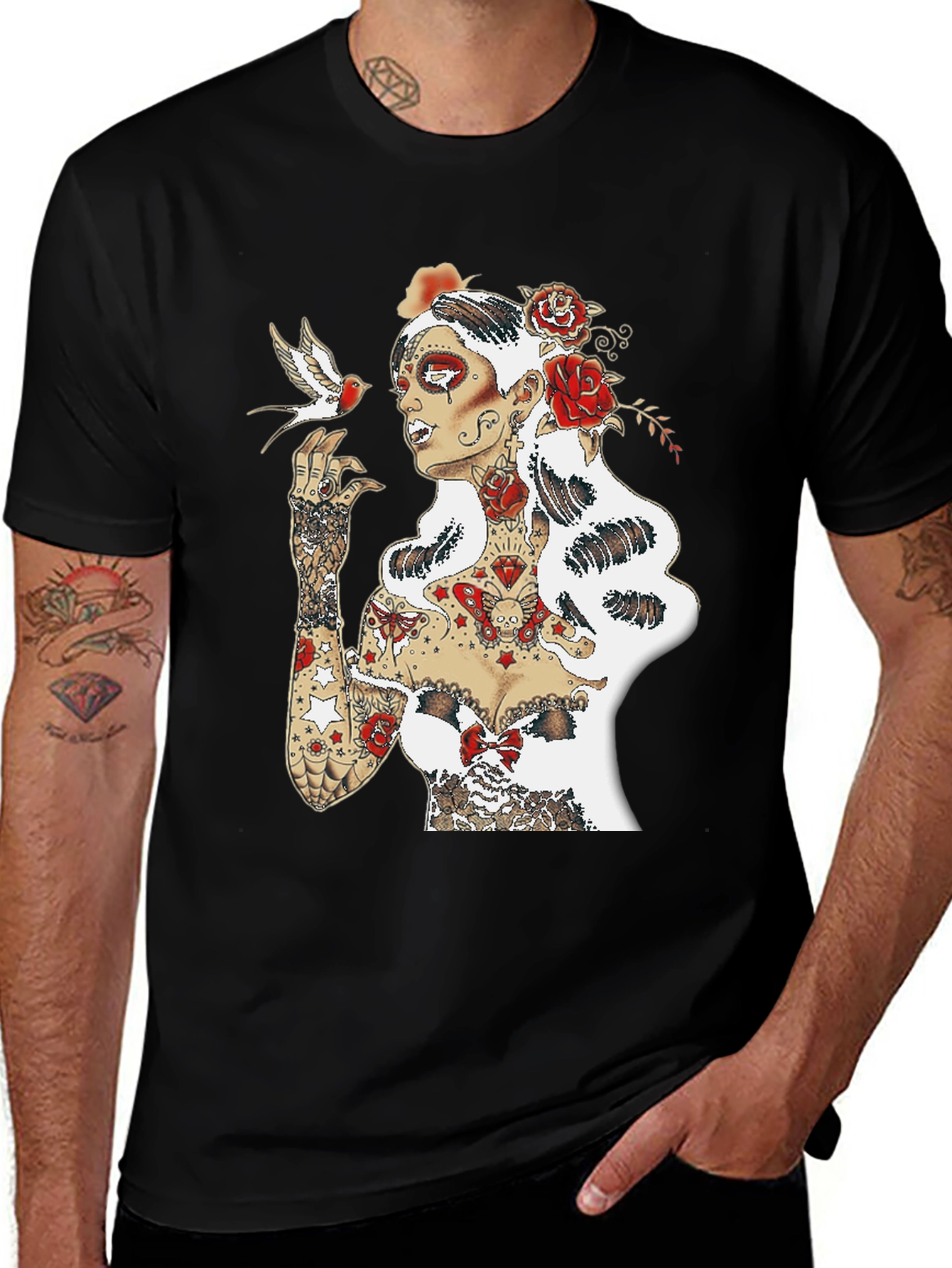 Variant 16 of Tattooed Lady Graphic Tee - Black Unisex T-Shirt