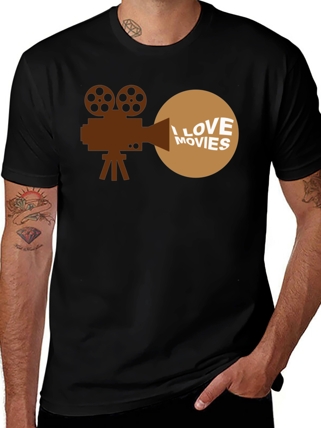 Variant 25 of I Love Movies Graphic T-Shirt - Movie Buff Tee