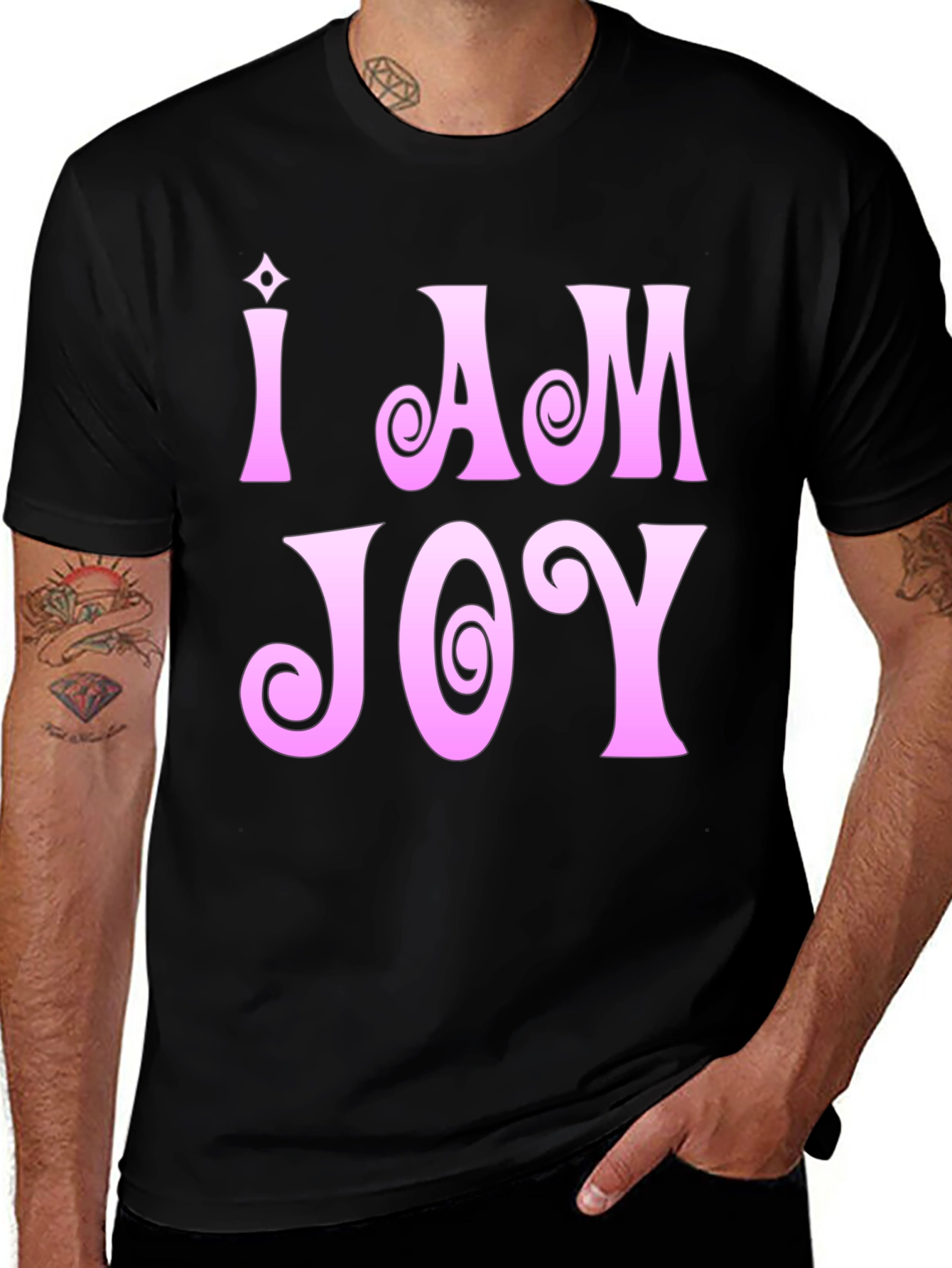 Variant 30 of I AM JOY Graphic Tee, Pink Print, Black