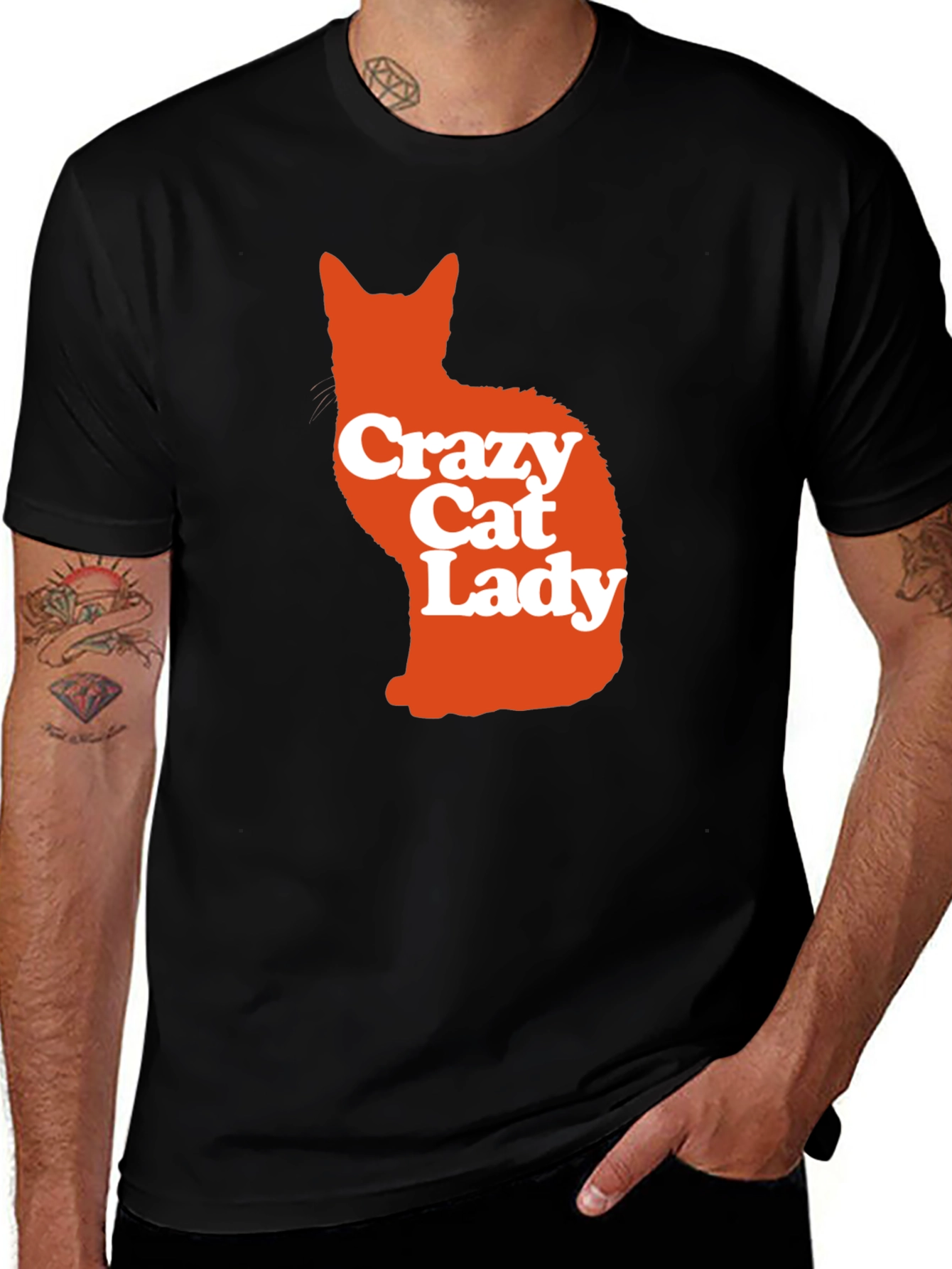Variant 26 of Crazy Cat Lady Graphic Tee - Men's Black T-Shirt