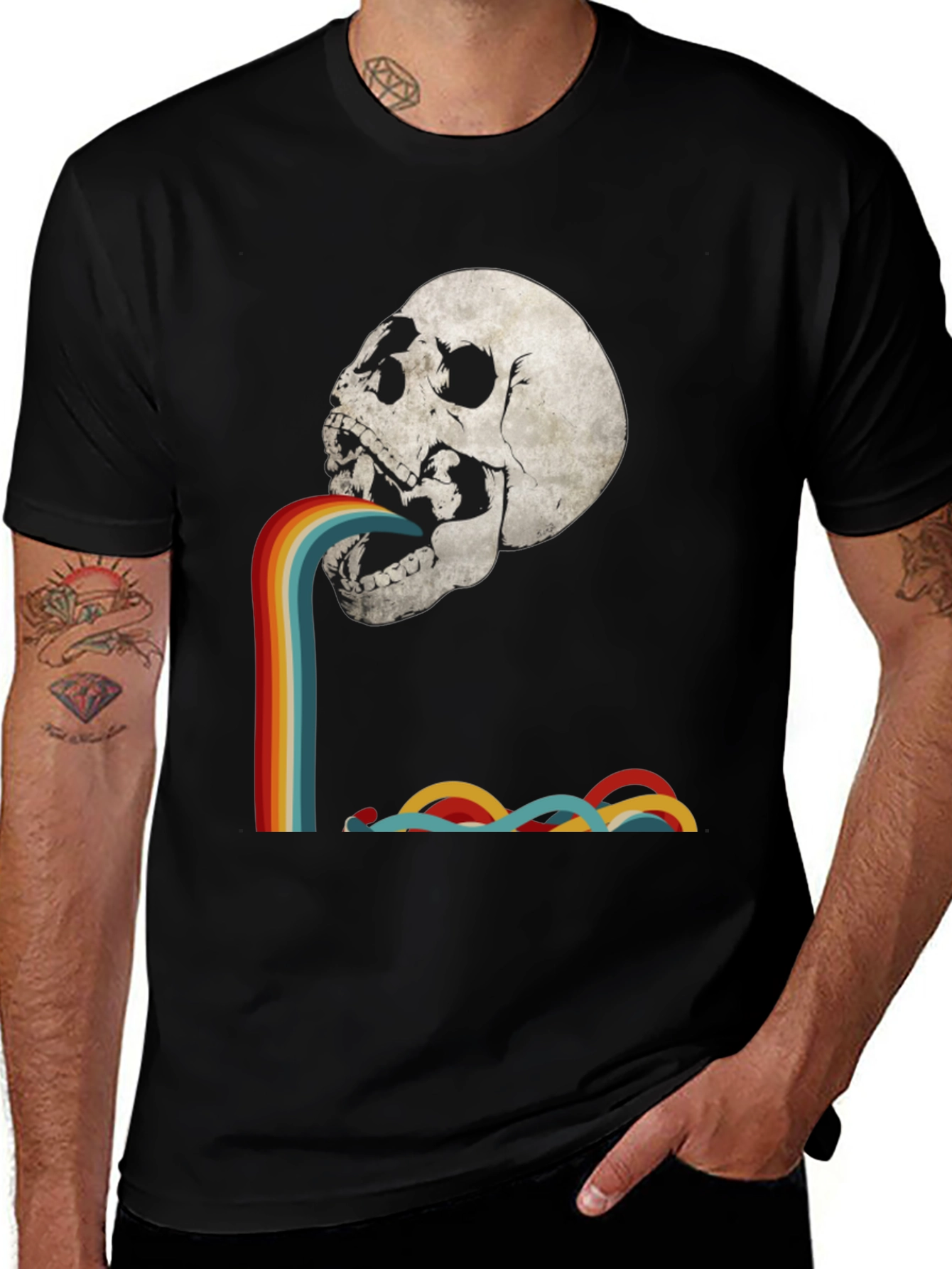 Variant 23 of Skull Rainbow Vomit T-Shirt