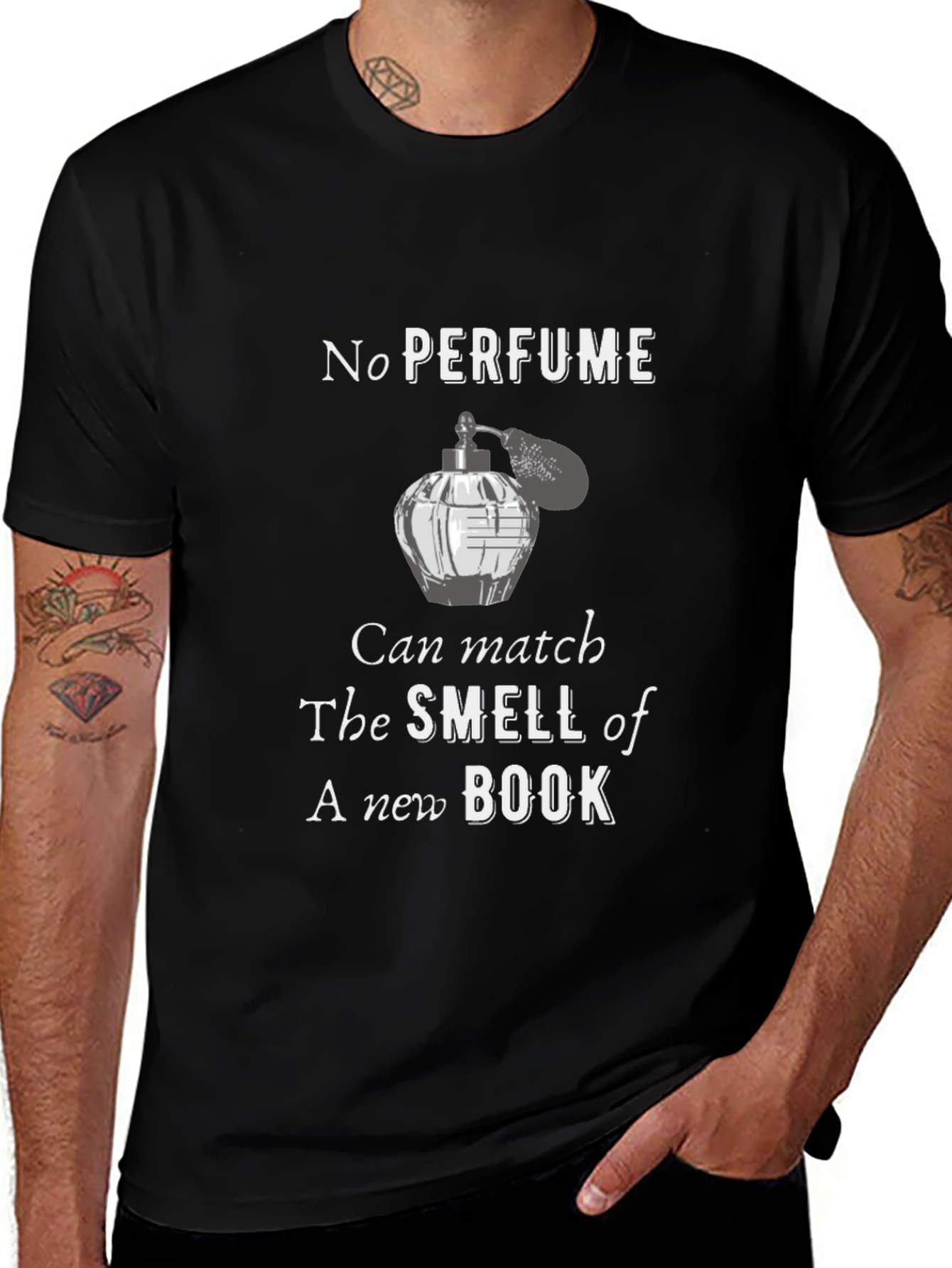 Variant 18 of No Perfume Book Lover T-Shirt, Unisex Black Tee