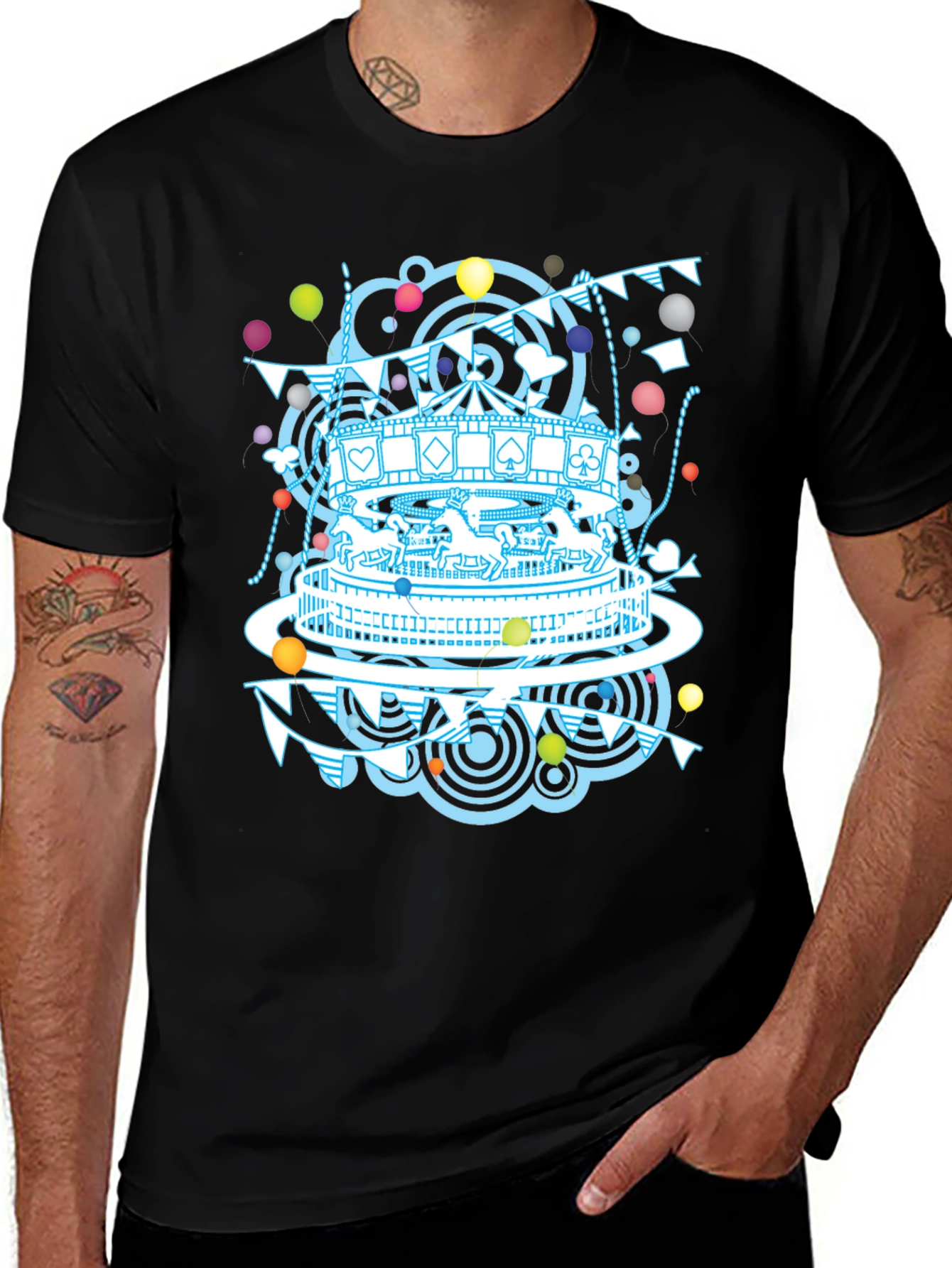Variant 21 of Carousel Graphic Print Black T-Shirt