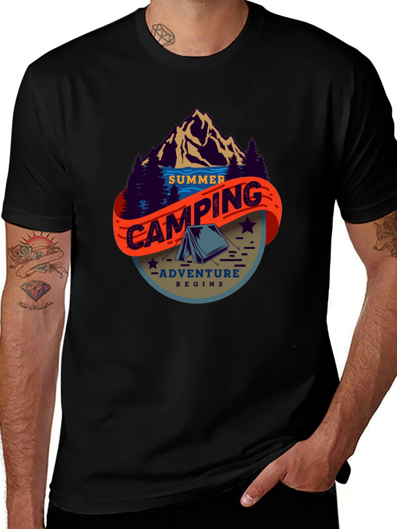 Variant 9 of Summer Camping Adventure T-Shirt - Black
