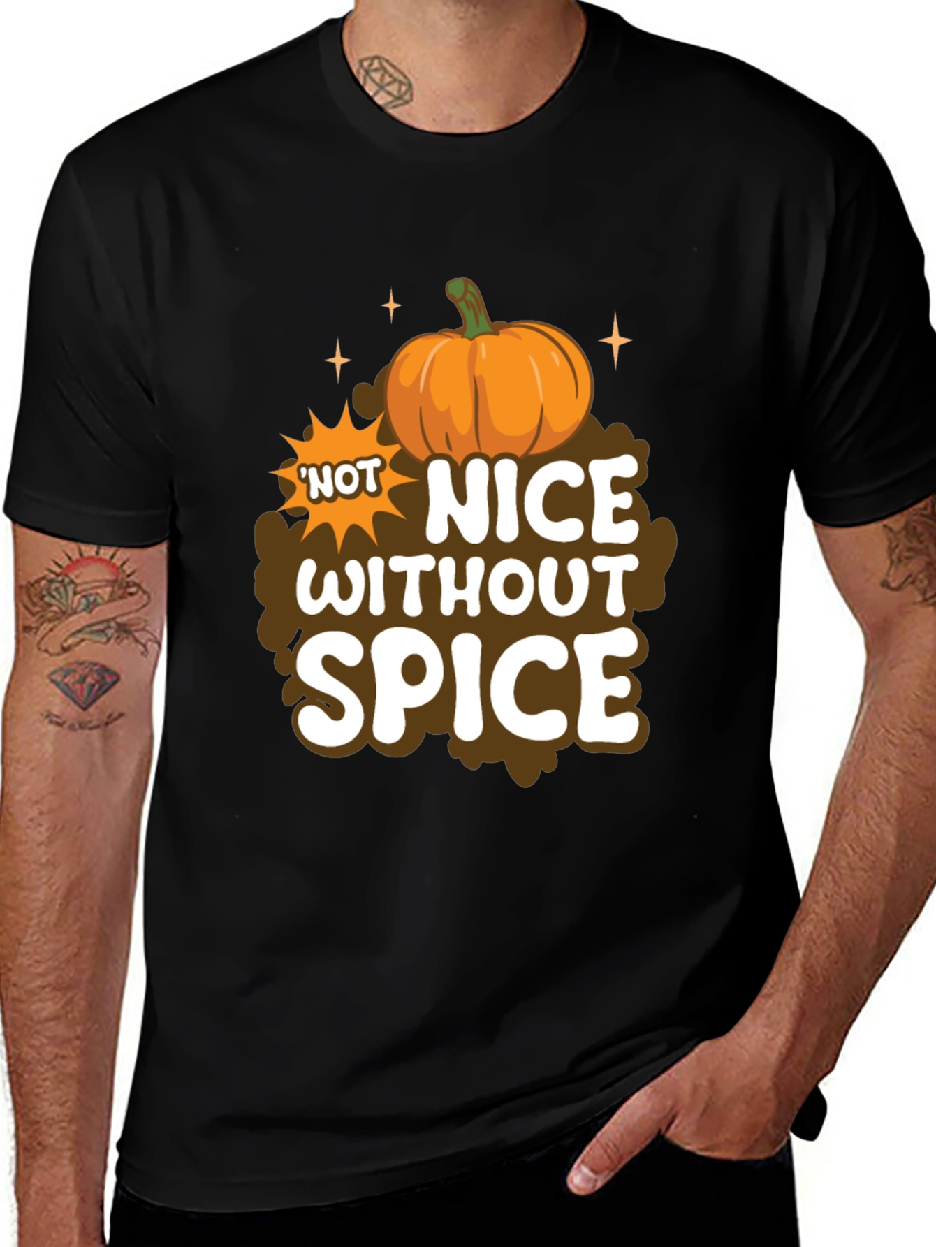 Black Not Nice Without Spice Pumpkin T-Shirt main image