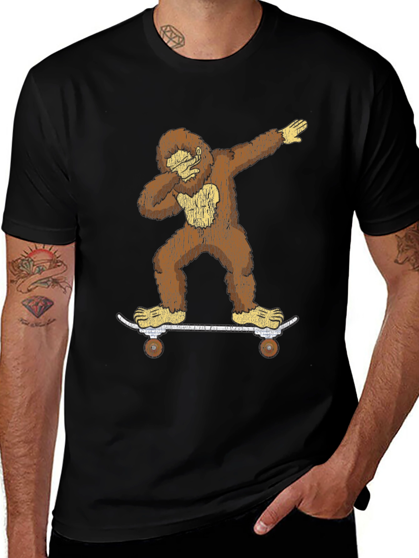 Variant 13 of Bigfoot Skateboarder Dabbing Graphic Tee