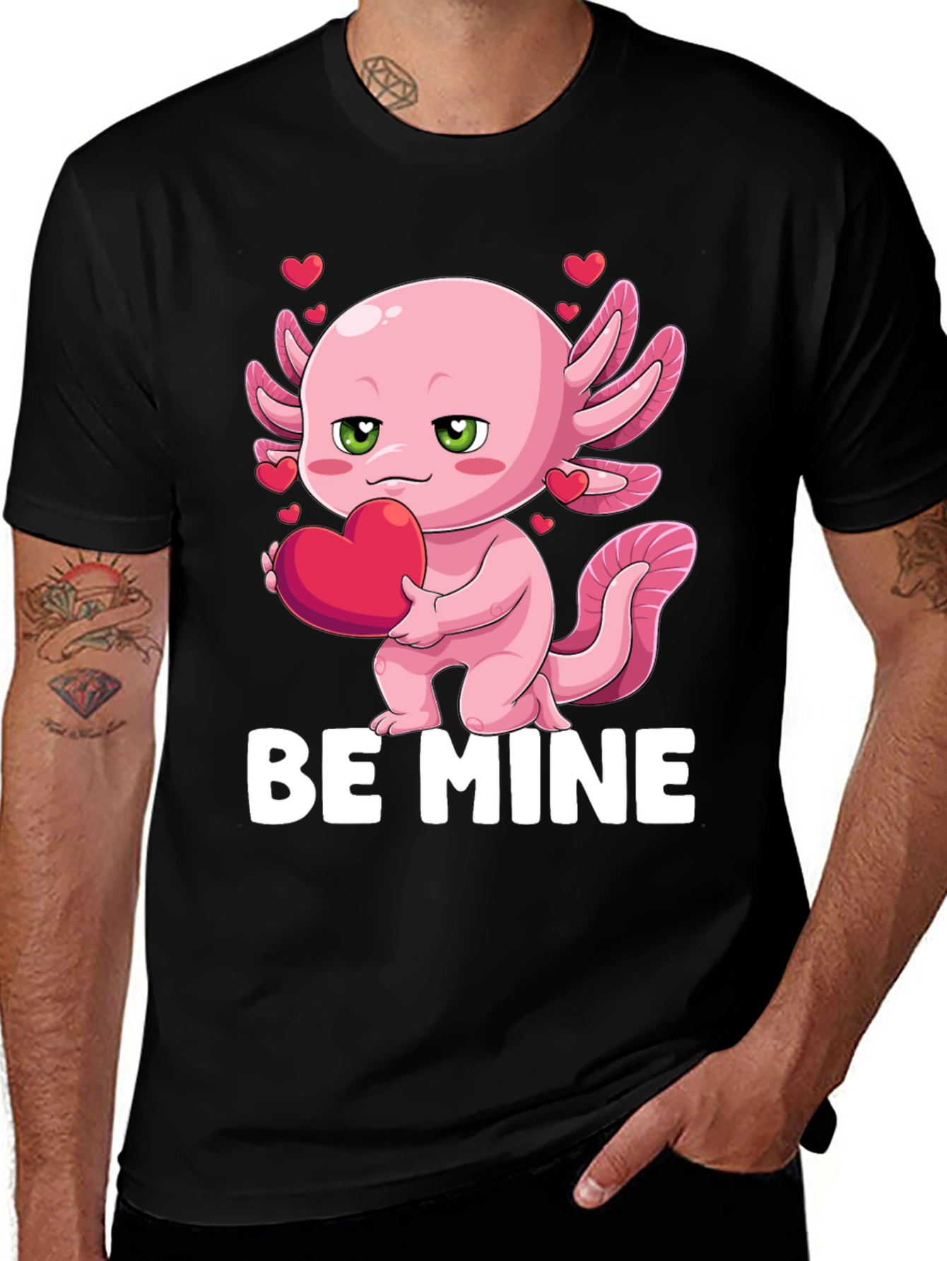 Variant 6 of Cute Axolotl 'Be Mine' Valentine's Day T-Shirt