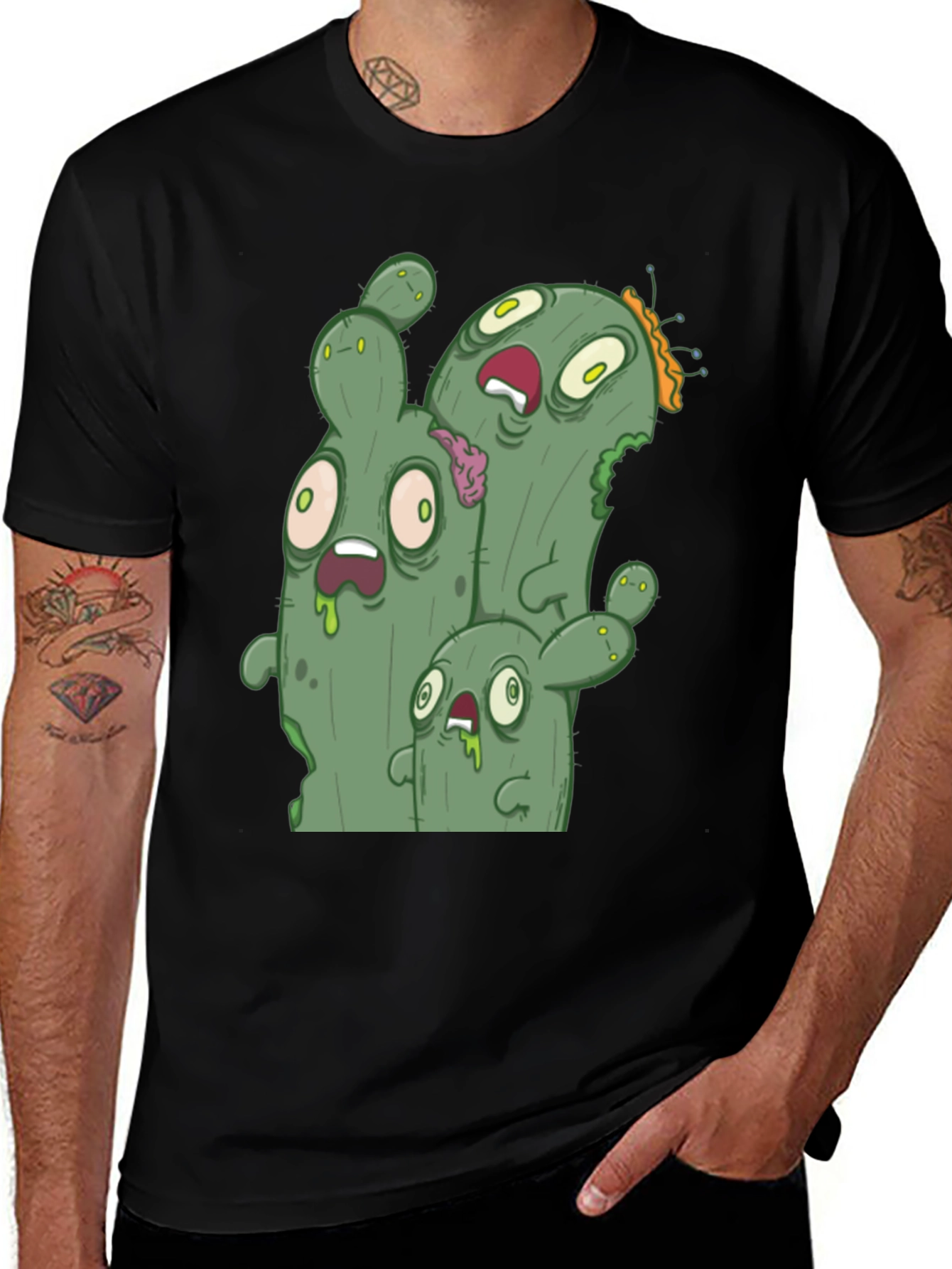Variant 6 of Zombie Cactus Graphic Tee - Black