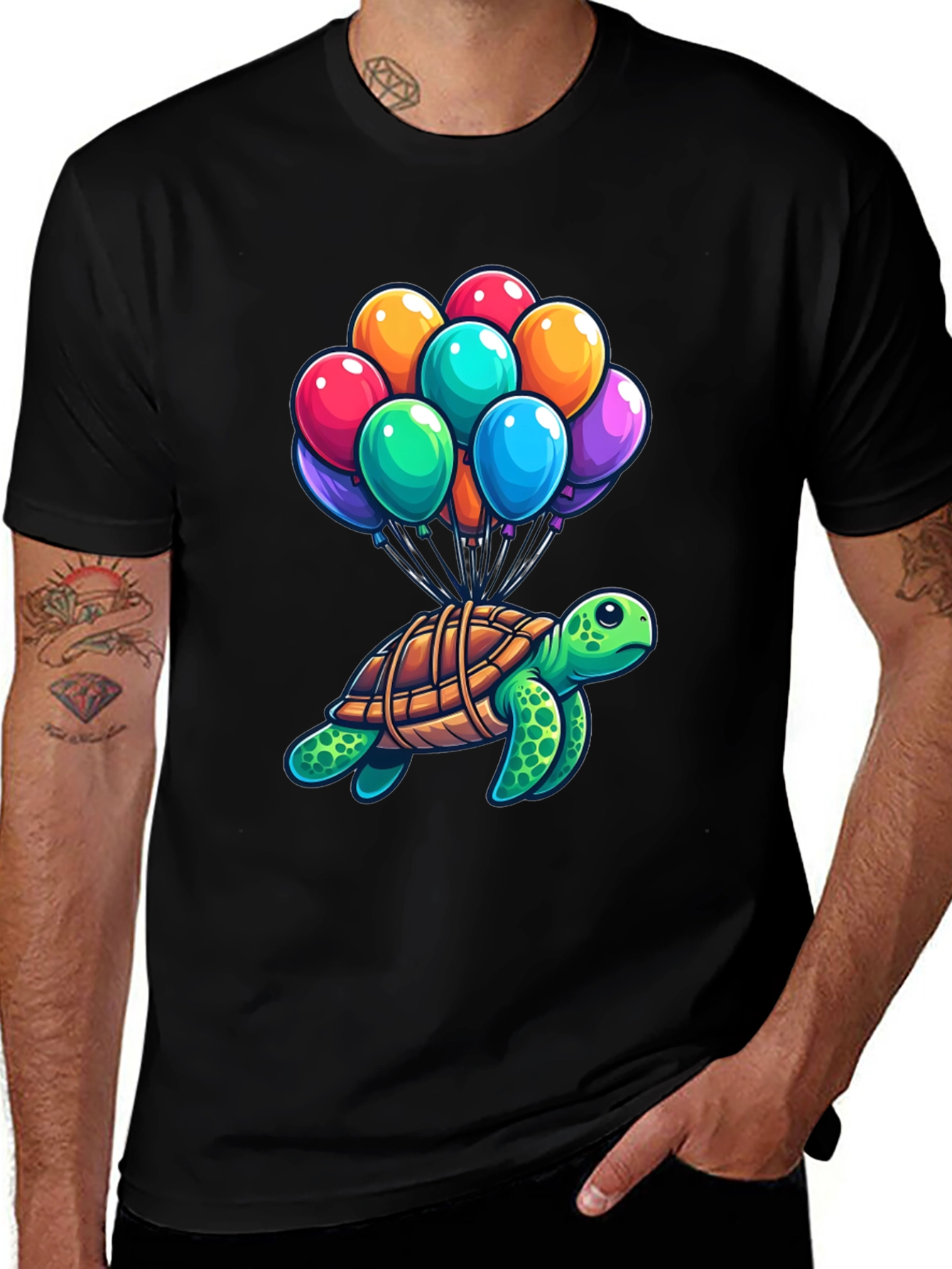 Variant 16 of Turtle with Balloons Graphic Tee