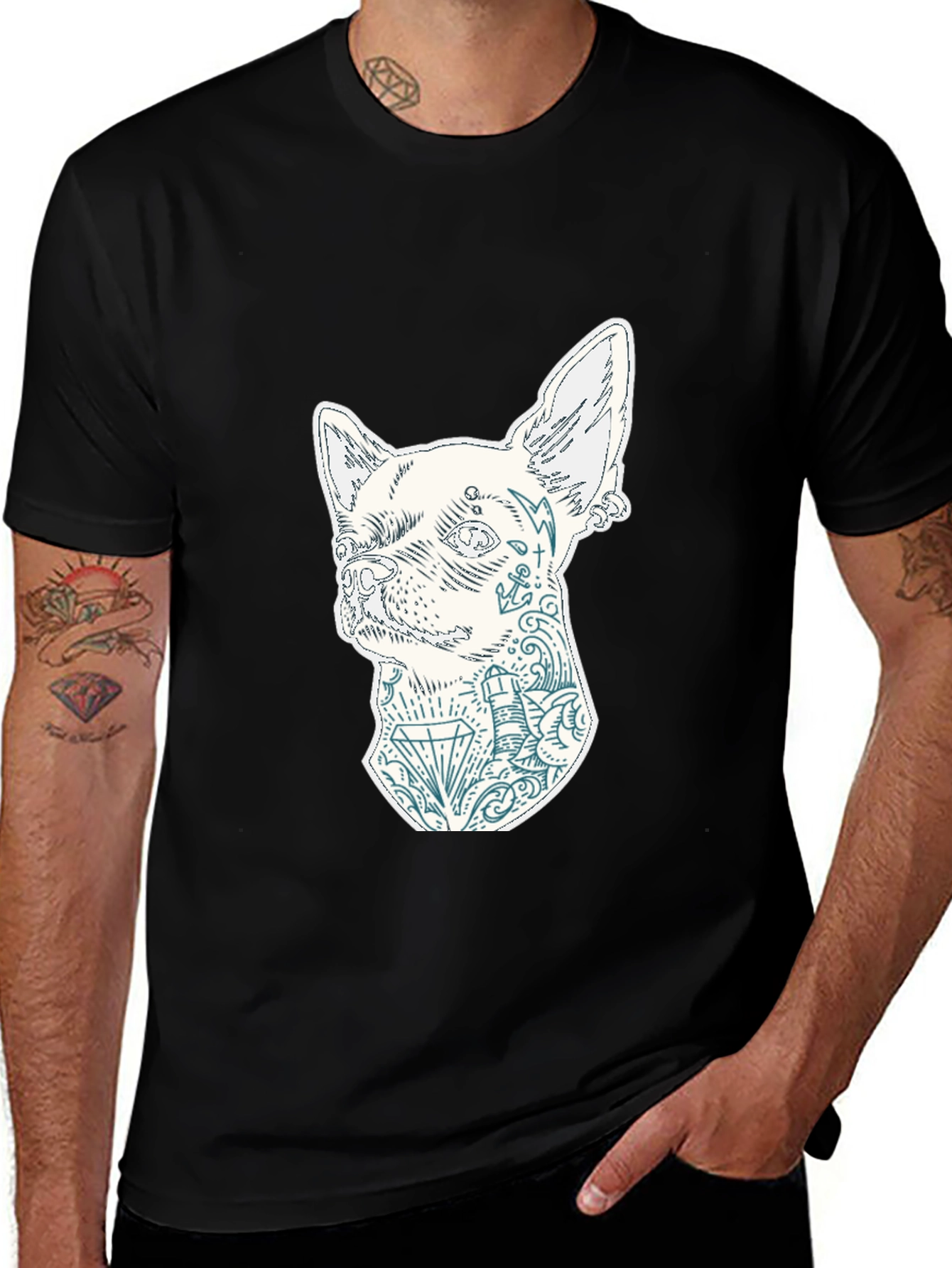 Variant 24 of Dog Tattoo Graphic Black T-Shirt