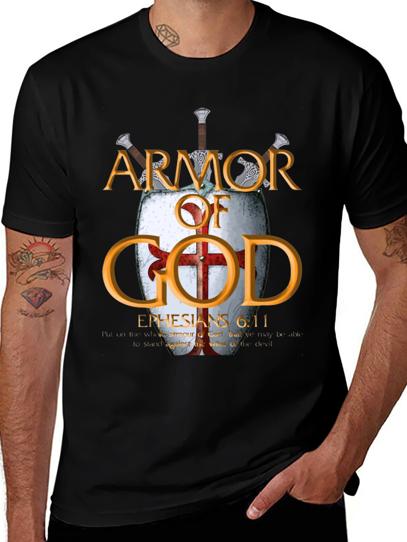 Armor of God Black T-Shirt, Christian Faith Apparel