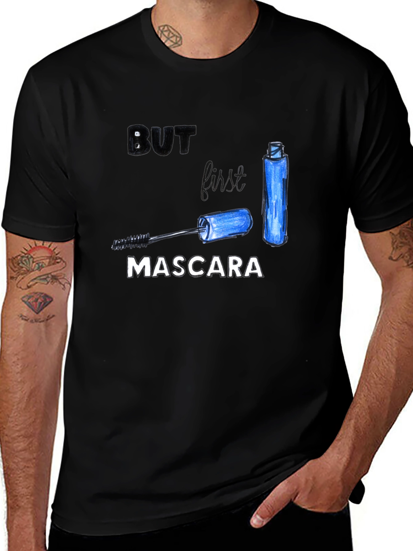 Variant 12 of But First Mascara T-Shirt - Black Cotton Tee