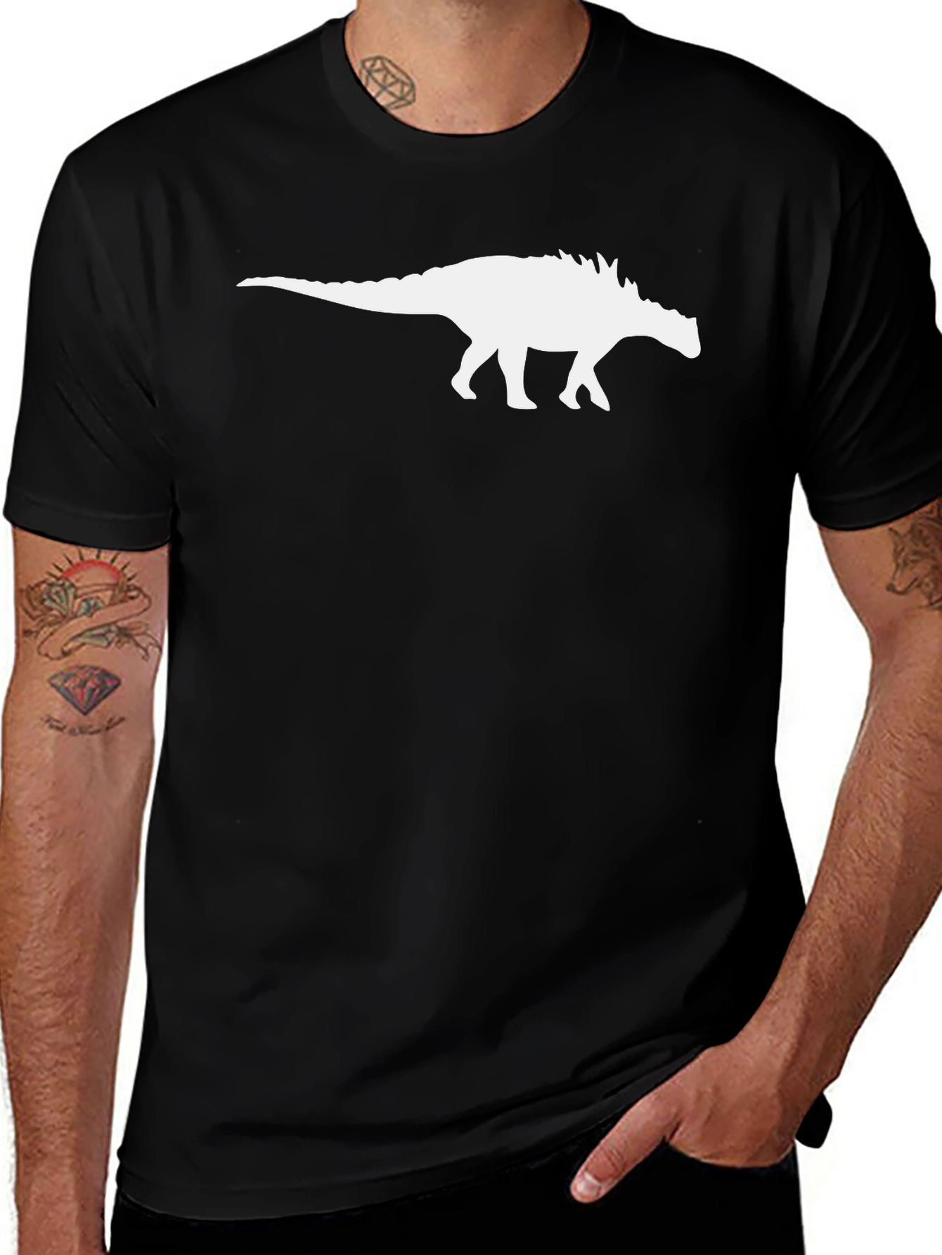 Variant 14 of Dinosaur Silhouette Graphic Tee - Classic Black