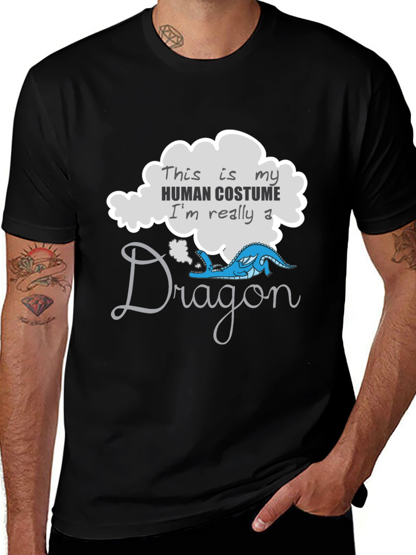 Variant 13 of Funny Dragon Human Costume Graphic T-Shirt