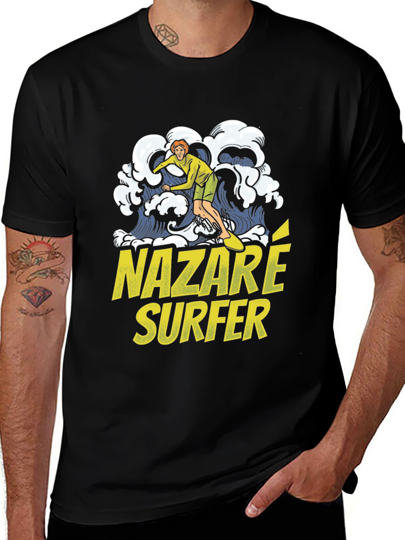 Variant 9 of Nazaré Surfer Graphic T-Shirt - Black