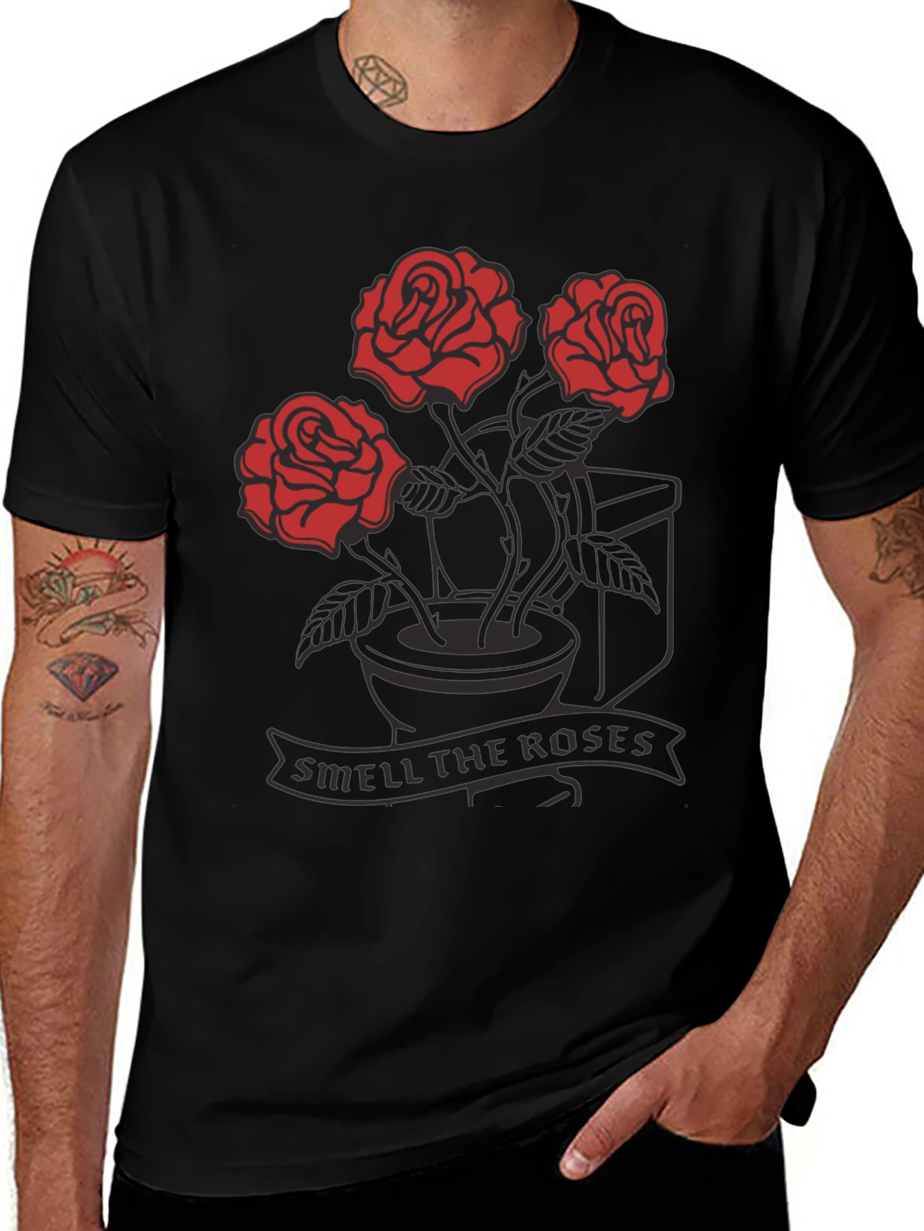 Variant 25 of Roses in Toilet T-Shirt - Smell the Roses Graphic Tee