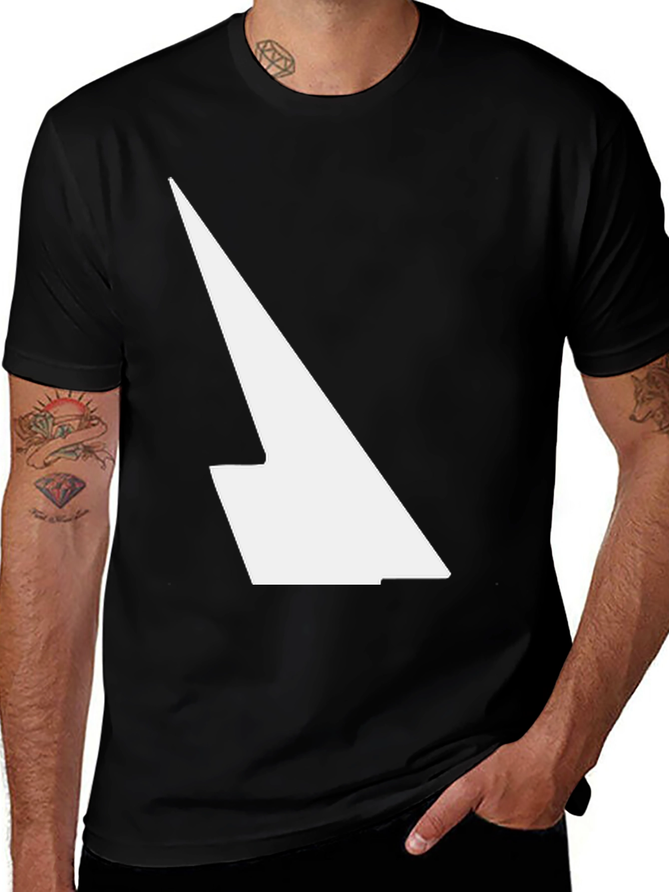 Variant 3 of Modern Black T-Shirt with Abstract White Design