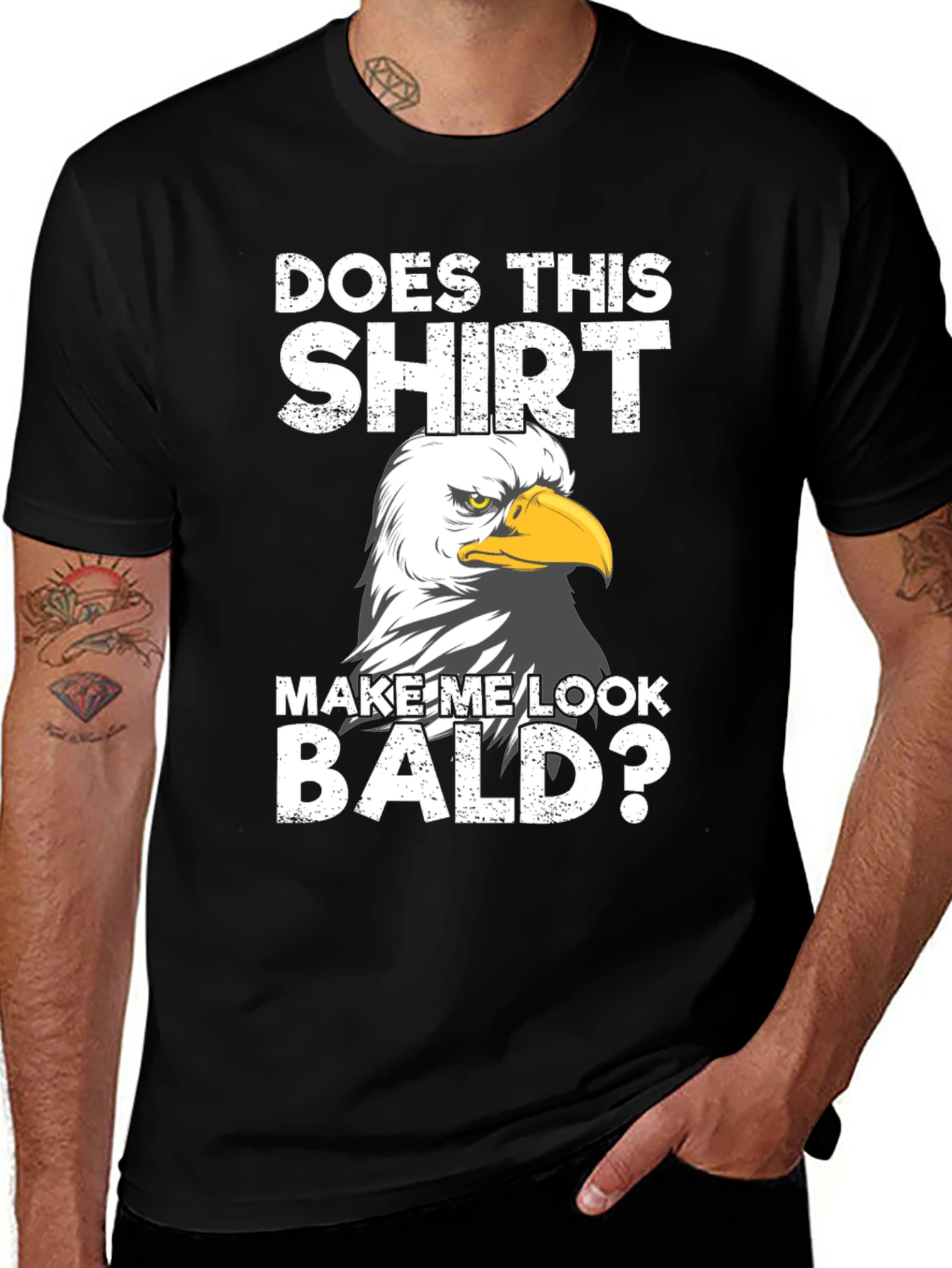 Variant 22 of Bald Eagle Humor T-Shirt - Does This Shirt Make Me Look Bald?