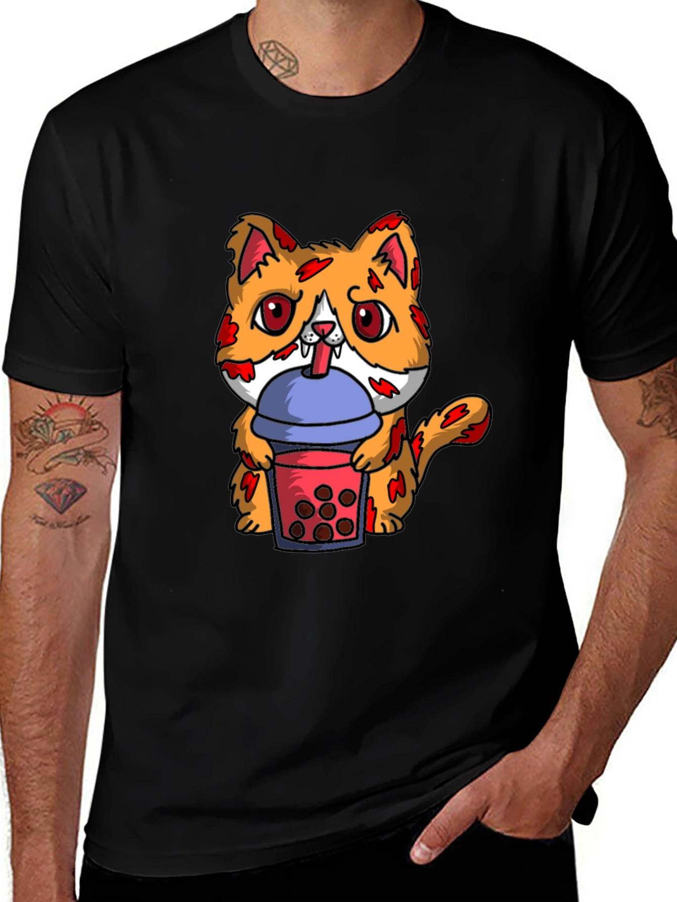 Variant 4 of Cat Boba T-Shirt Cute Kitten Drinking Bubble Tea
