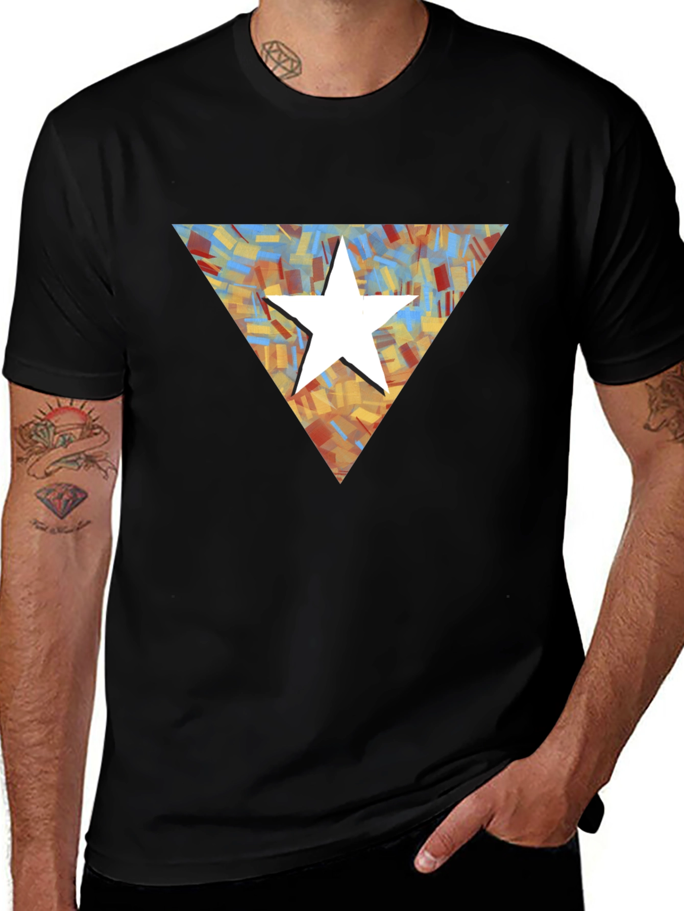 Star Triangle Graphic Black T-Shirt