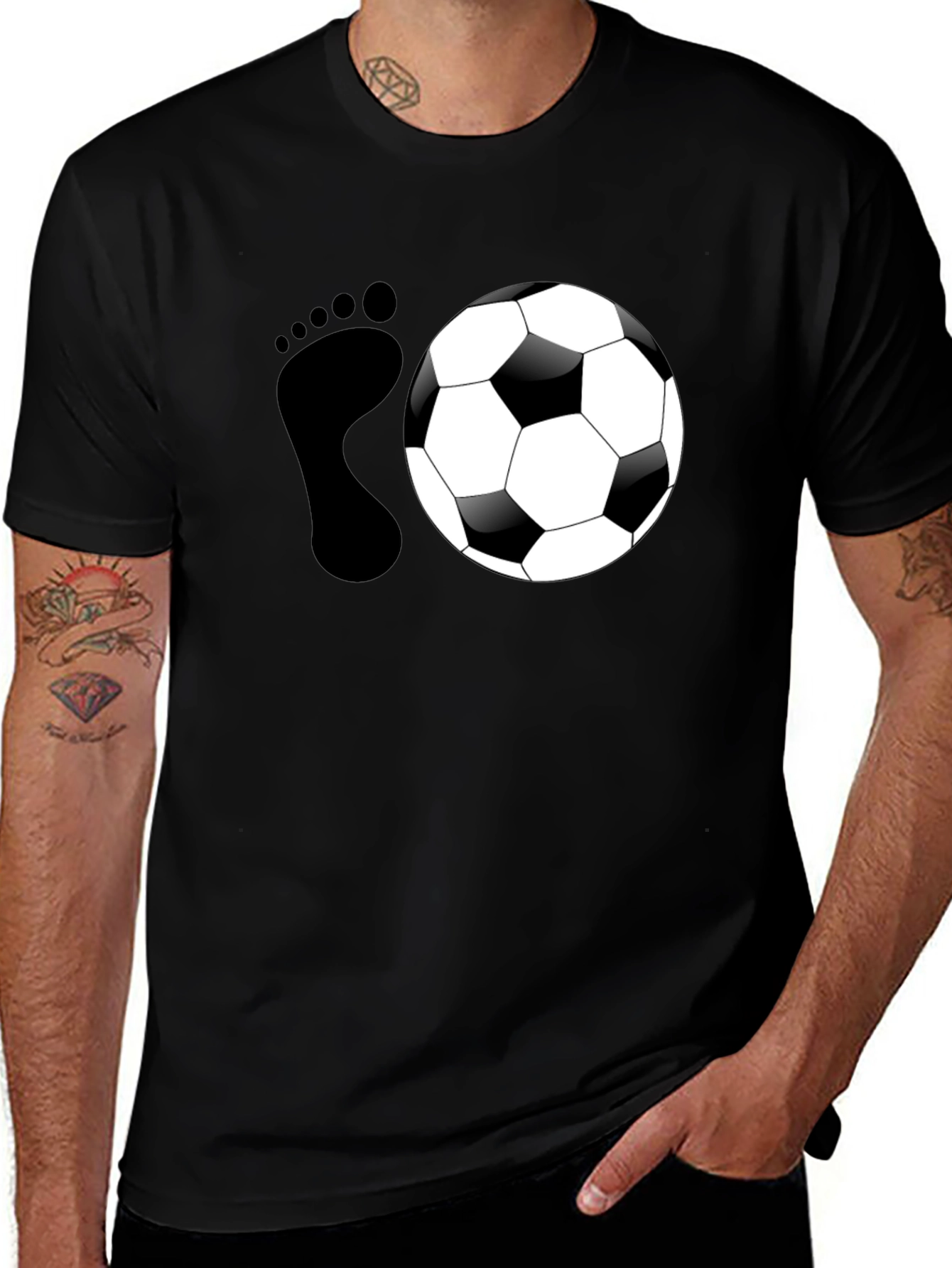 Variant 30 of Soccer Footprint Graphic Tee - Black