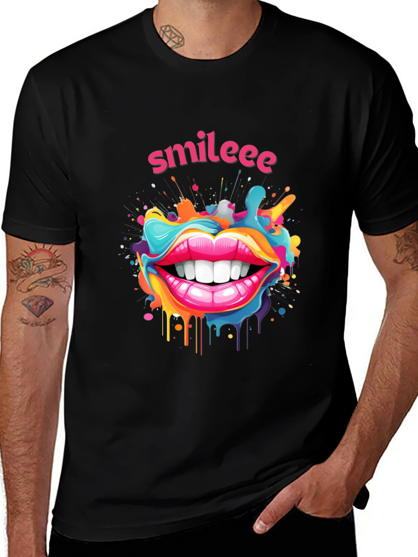 Variant 3 of Smileee Graphic Black T-Shirt