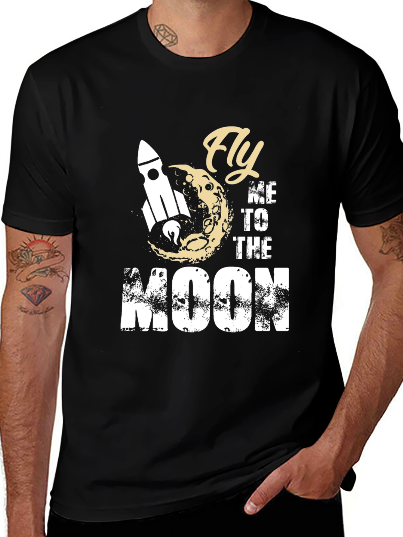 Variant 21 of Fly Me To The Moon Graphic Tee - Black