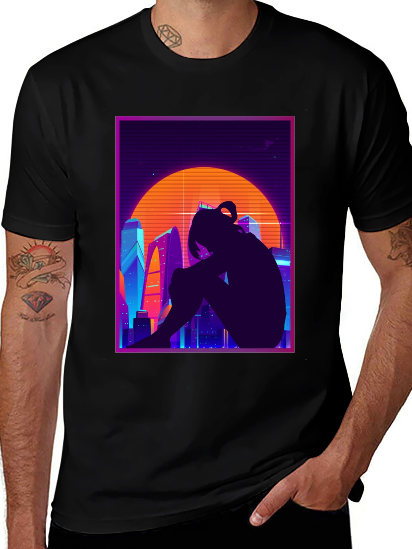 Variant 3 of Retro Anime Cityscape T-Shirt