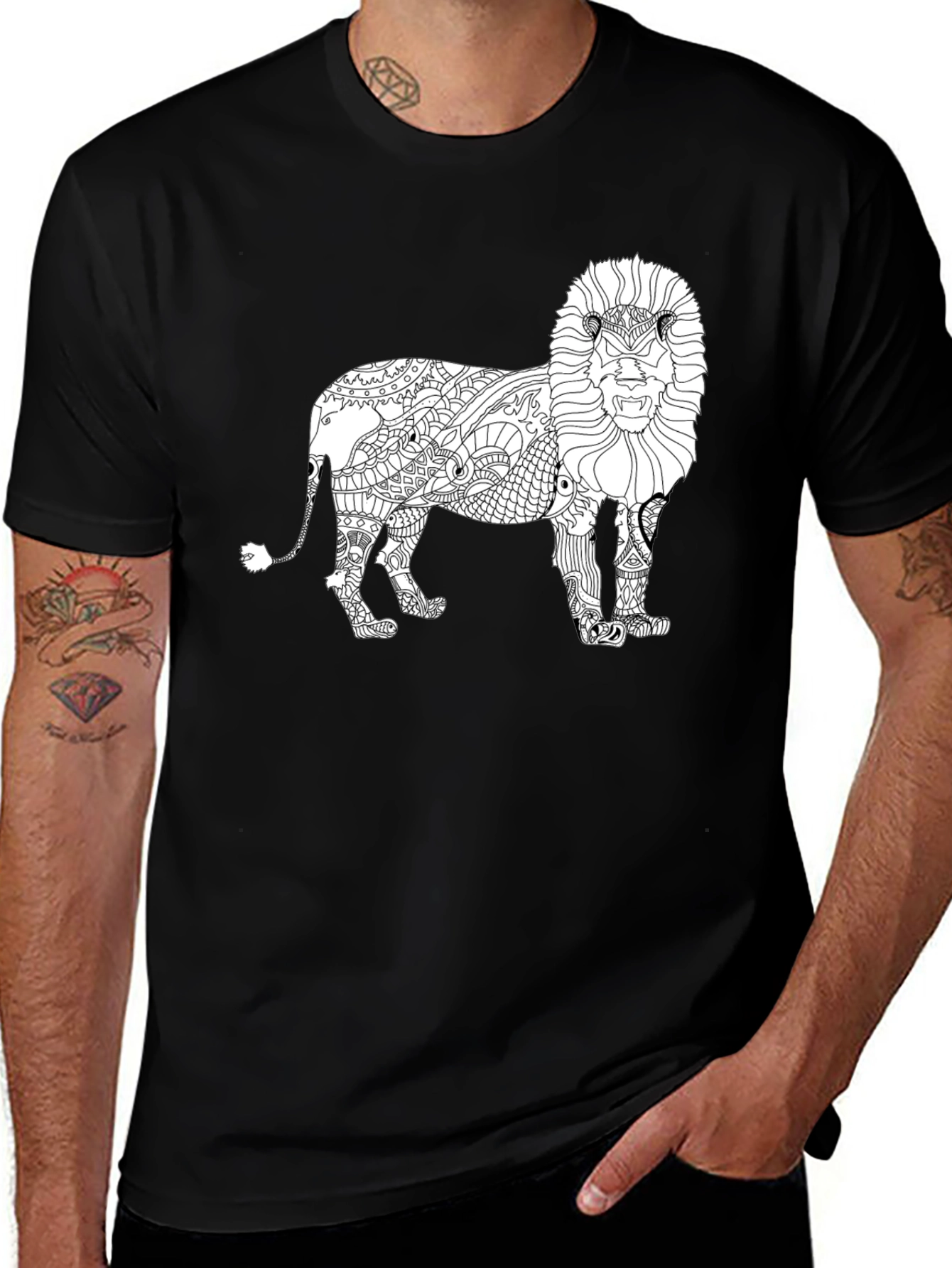 Variant 19 of Lion Graphic Print Crew Neck T-Shirt
