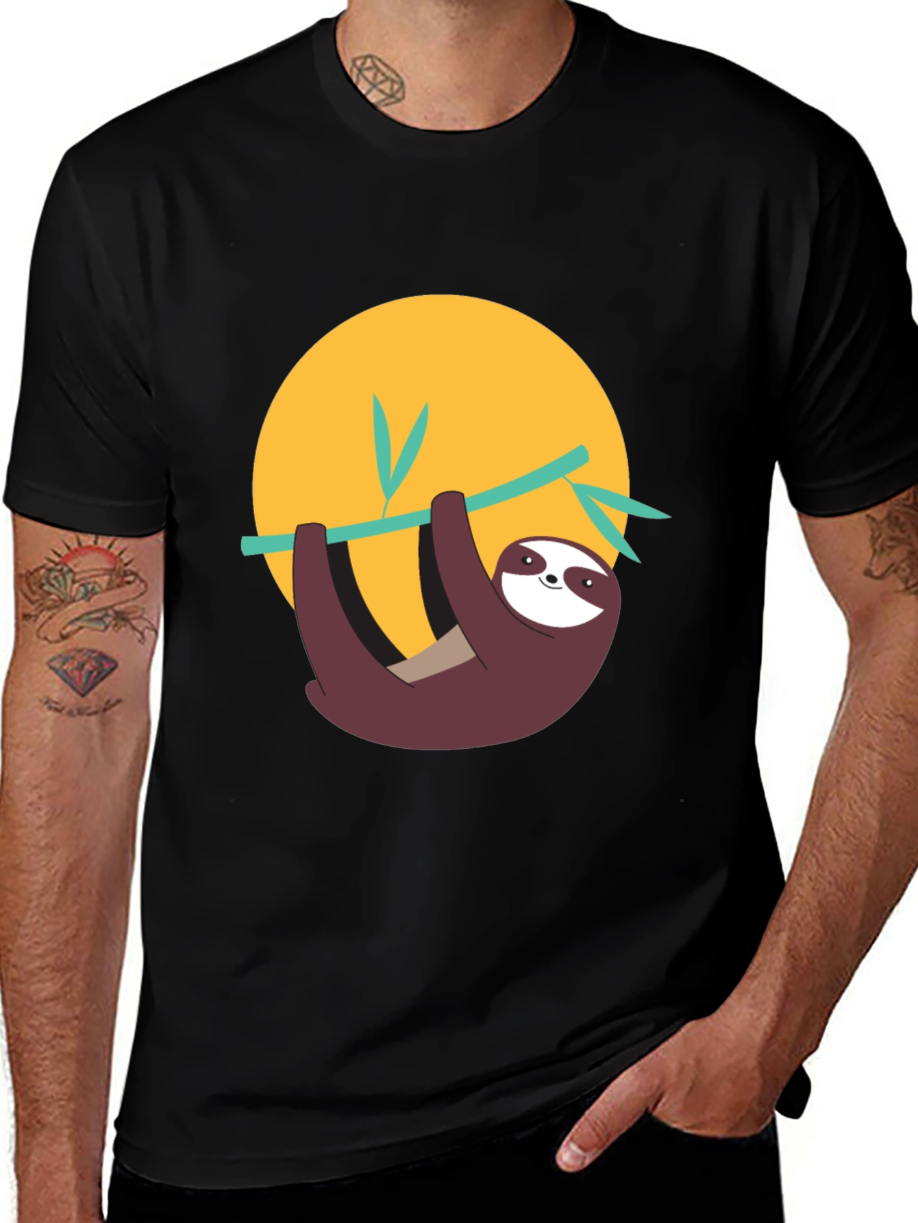 Variant 29 of Sloth on Bamboo T-Shirt - Funny & Relaxed