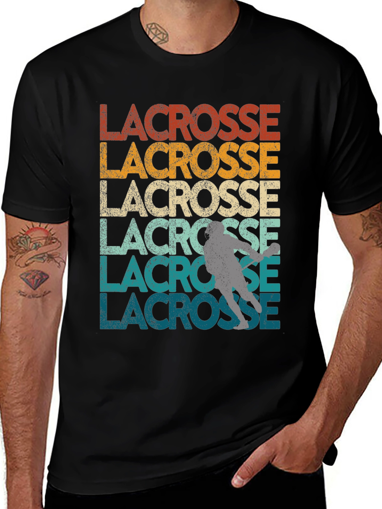 Retro Lacrosse Player Graphic Tee
